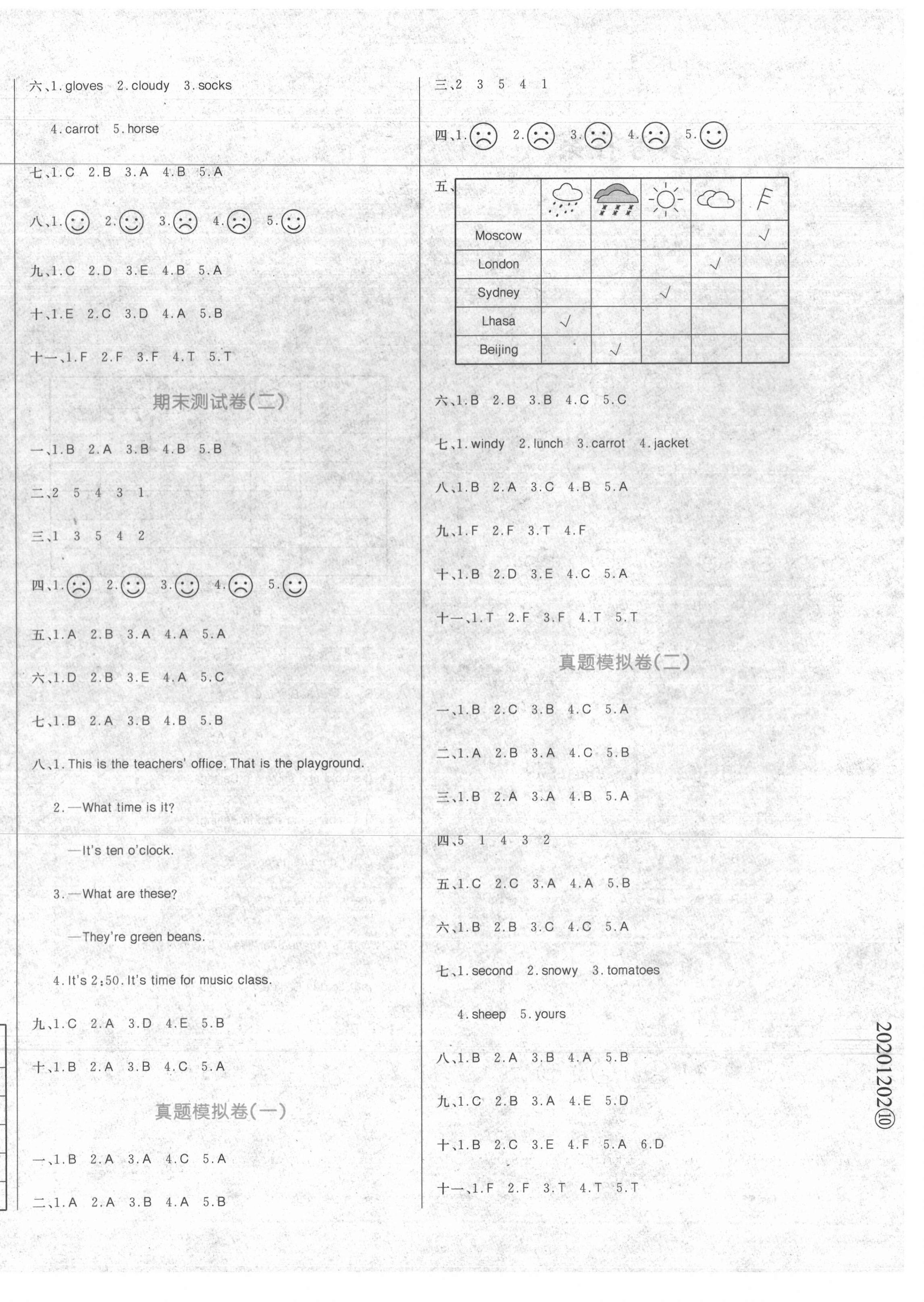 2021年黄冈名卷四年级英语下册人教PEP版 第4页