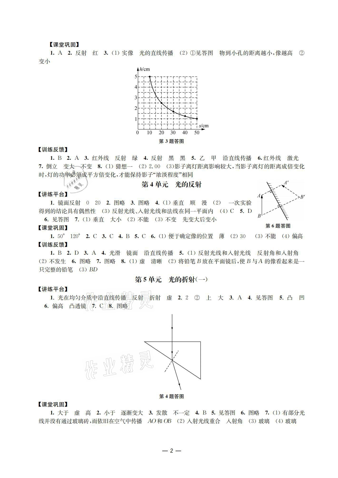 2021年中考指南物理 参考答案第2页