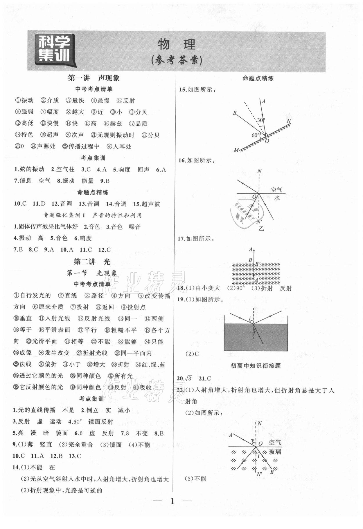 2021年中考科學(xué)集訓(xùn)物理安徽專版 第1頁