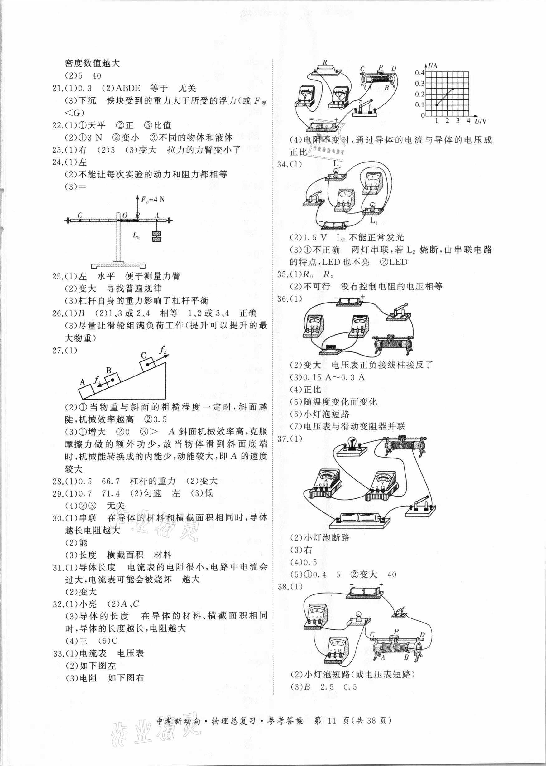 2021年中考新動向物理總復習廣州專用 參考答案第11頁