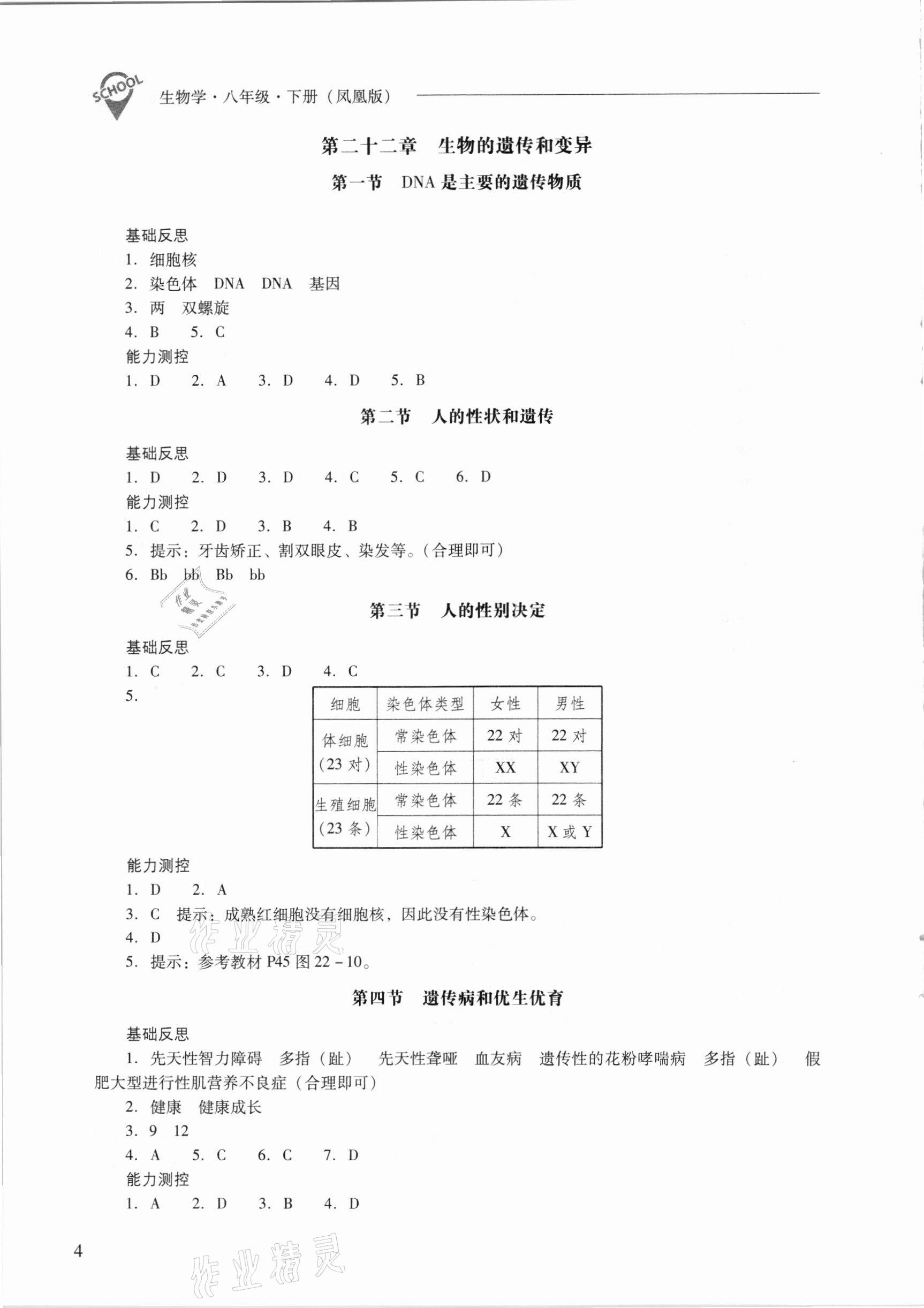 2021年新課程問(wèn)題解決導(dǎo)學(xué)方案八年級(jí)生物學(xué)下冊(cè)鳳凰版 第4頁(yè)