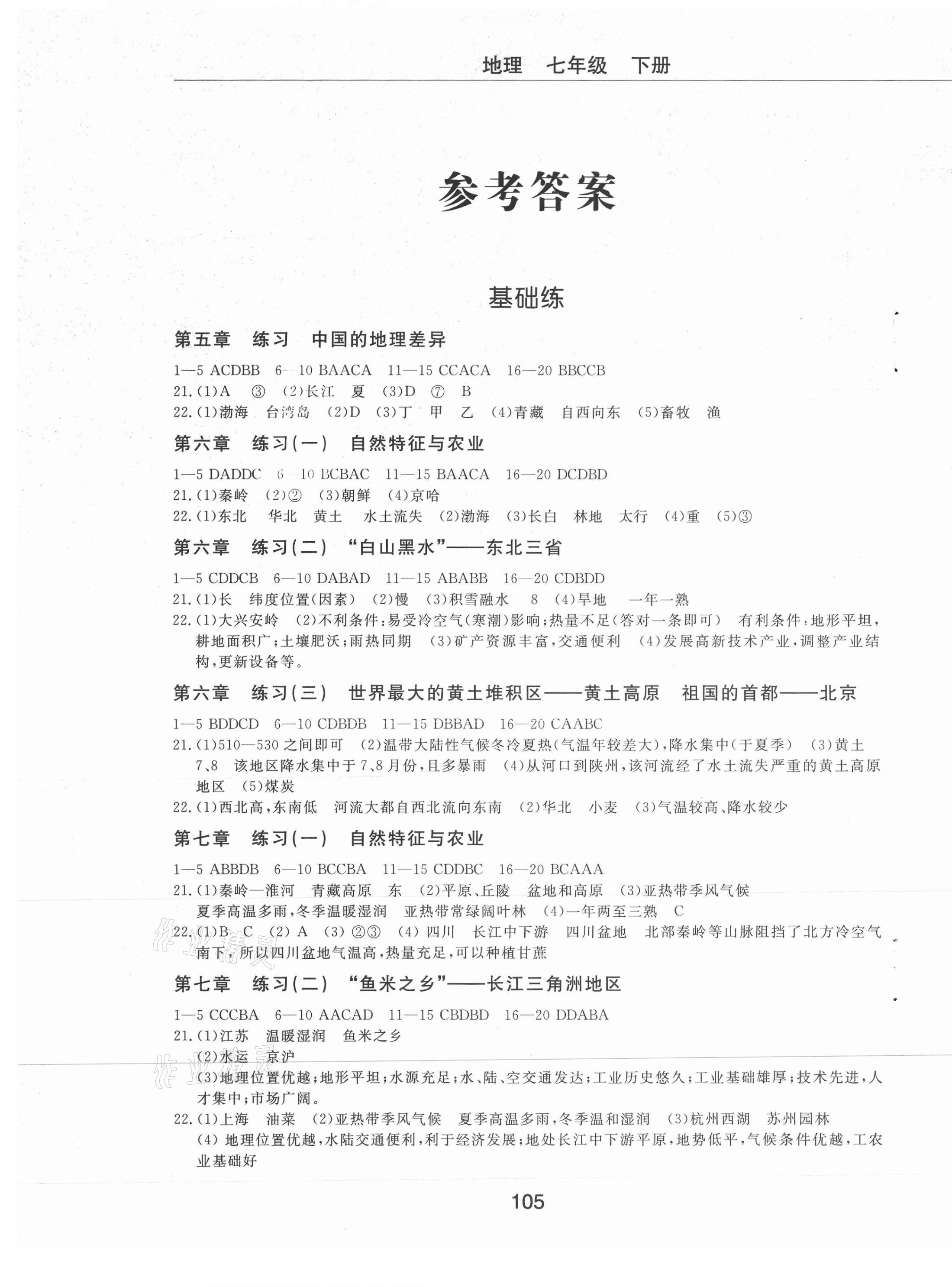 2021年同步練習(xí)冊(cè)配套檢測(cè)卷七年級(jí)地理下冊(cè)魯教版煙臺(tái)專版54制 第1頁(yè)