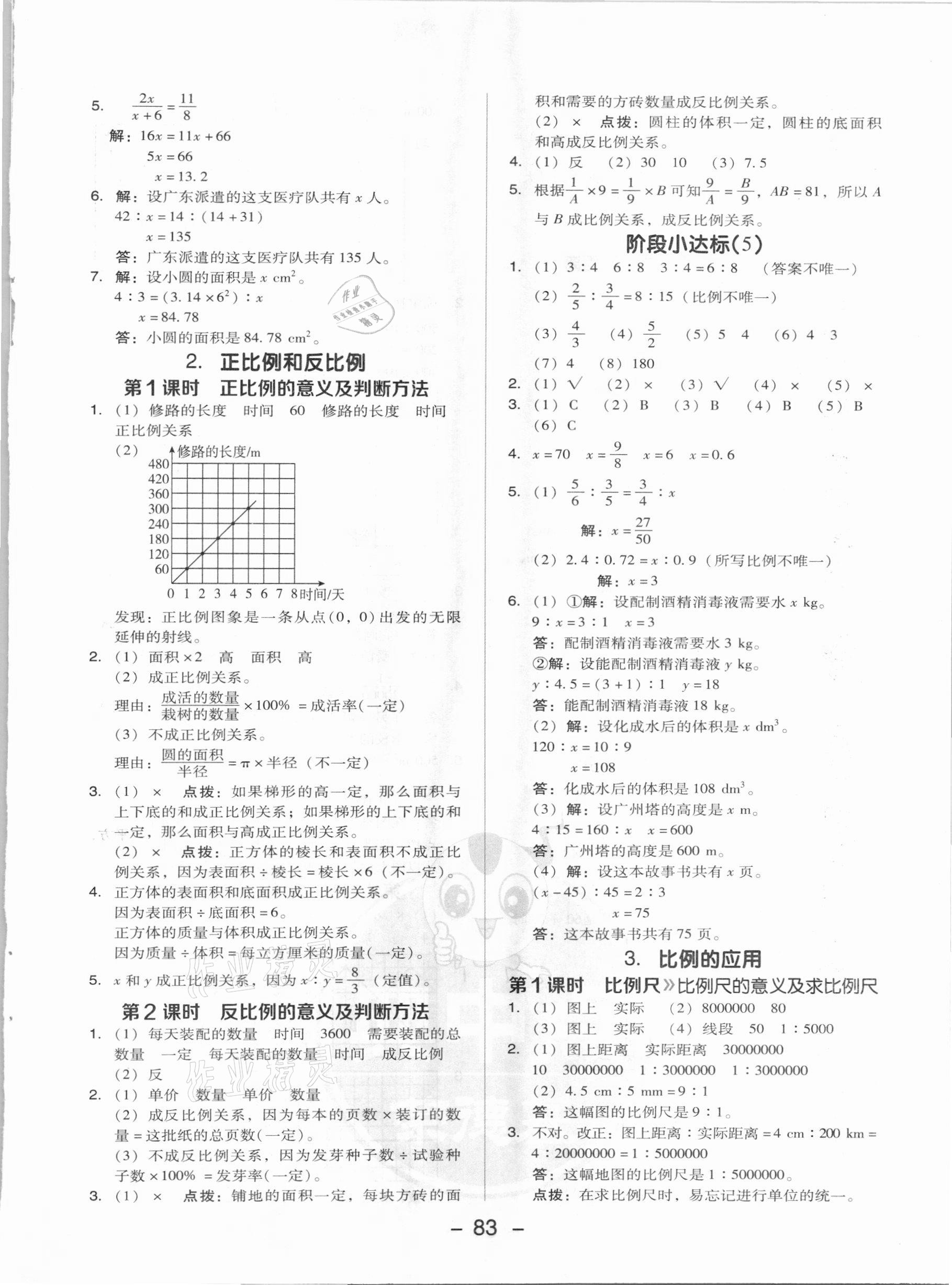 2021年綜合應用創(chuàng)新題典中點六年級數(shù)學下冊人教版 參考答案第7頁