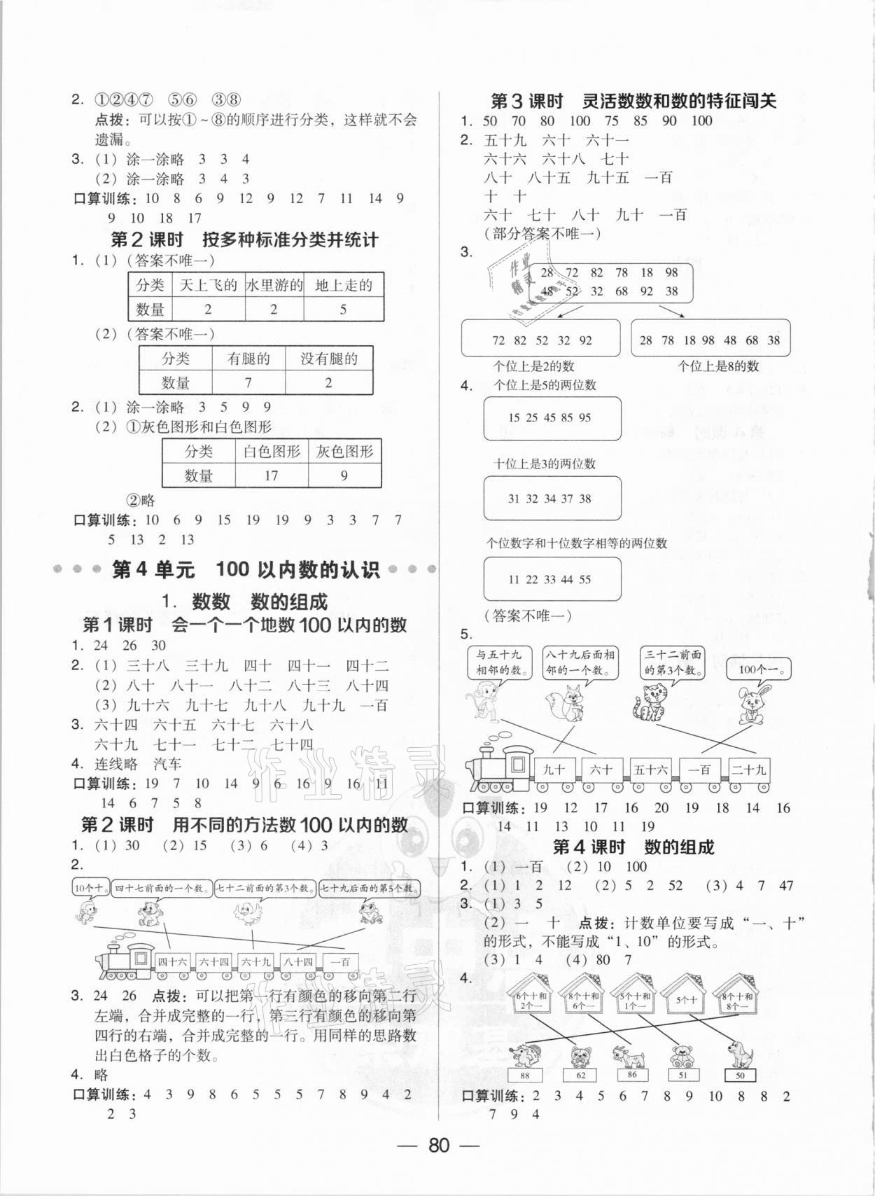 2021年綜合應(yīng)用創(chuàng)新題典中點一年級數(shù)學(xué)下冊人教版 參考答案第4頁