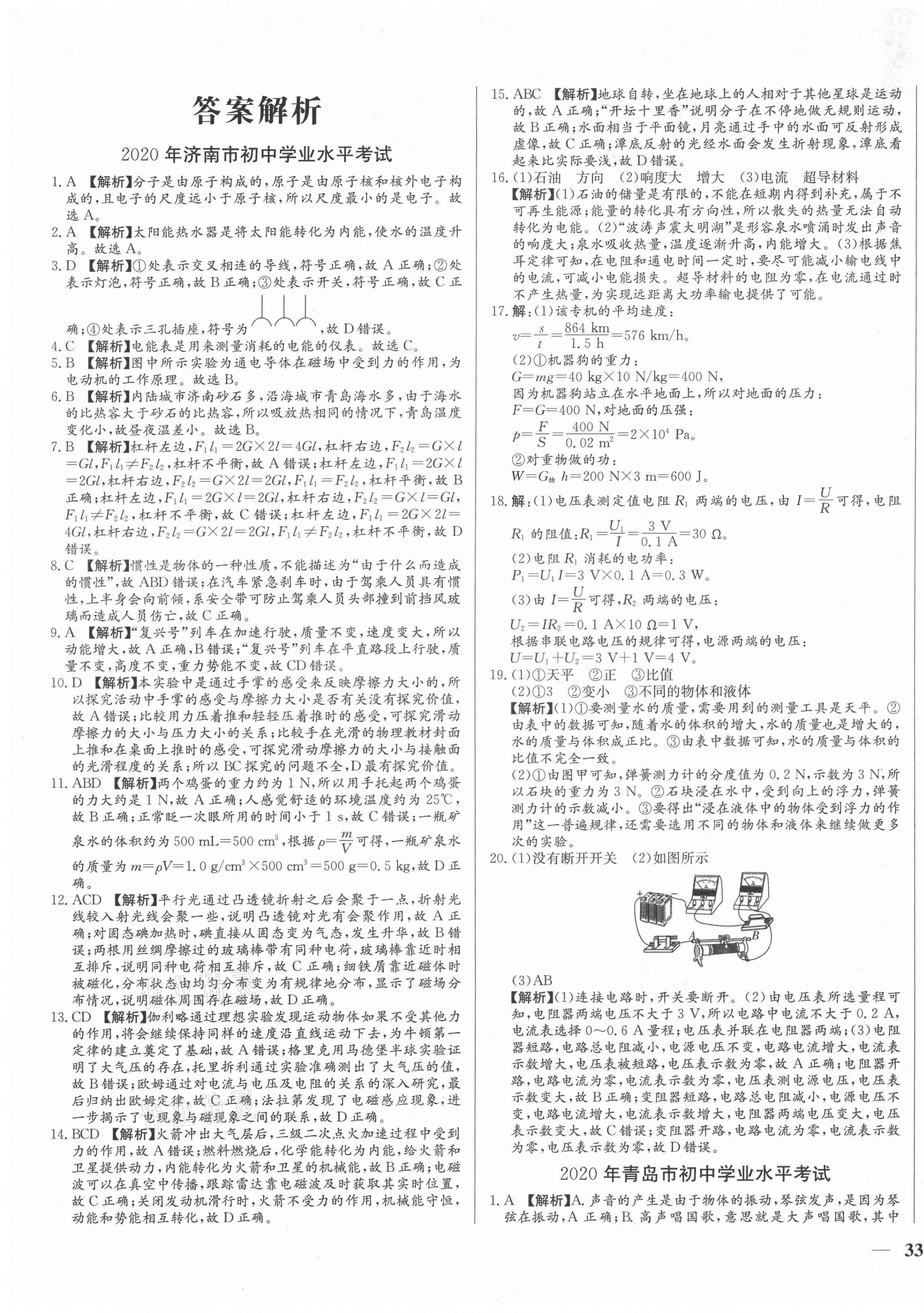 2021年學(xué)考A+卷山東省中考真題匯編物理 第1頁(yè)