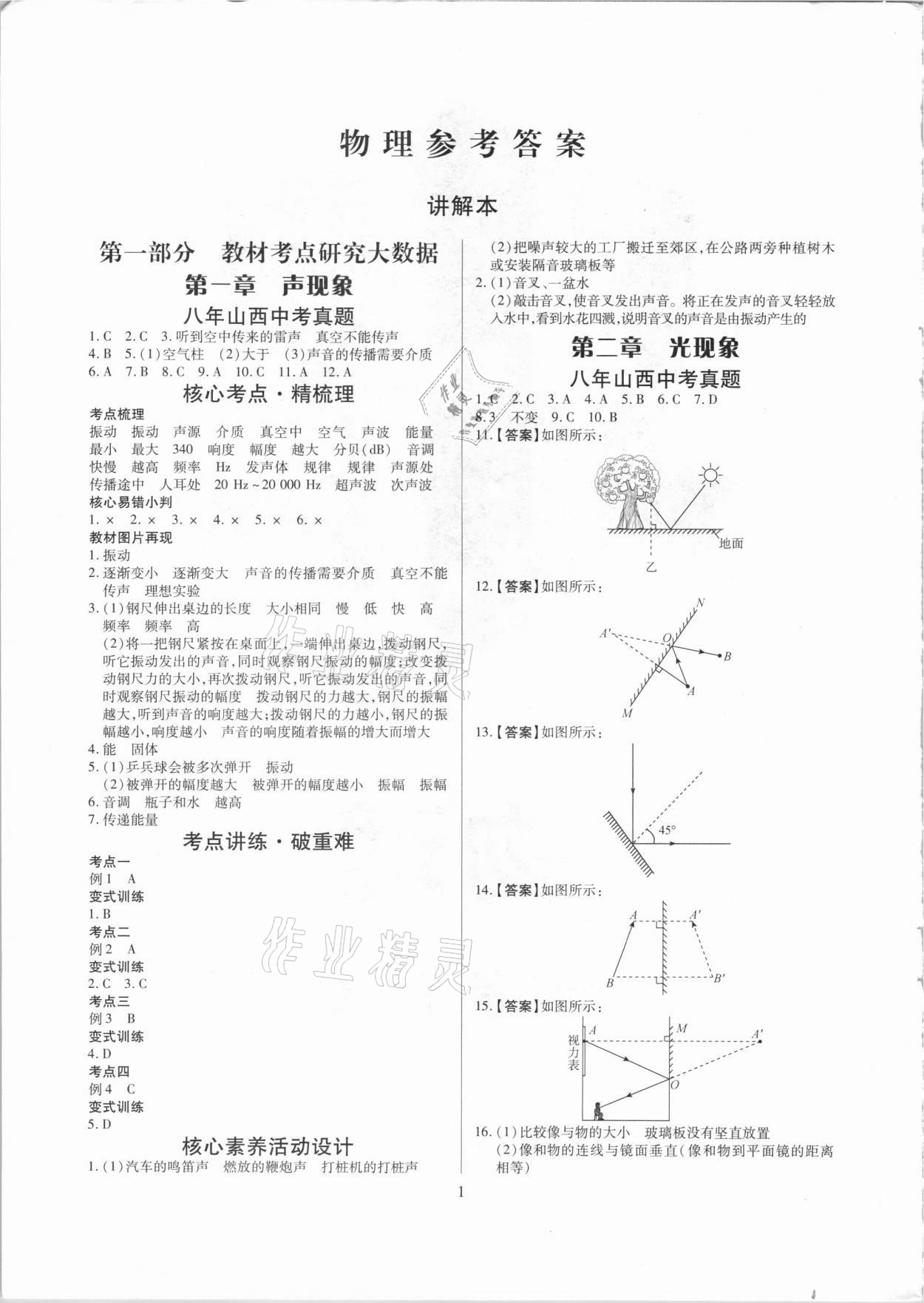 2021年大數(shù)據(jù)學(xué)業(yè)考評物理山西專版 參考答案第1頁