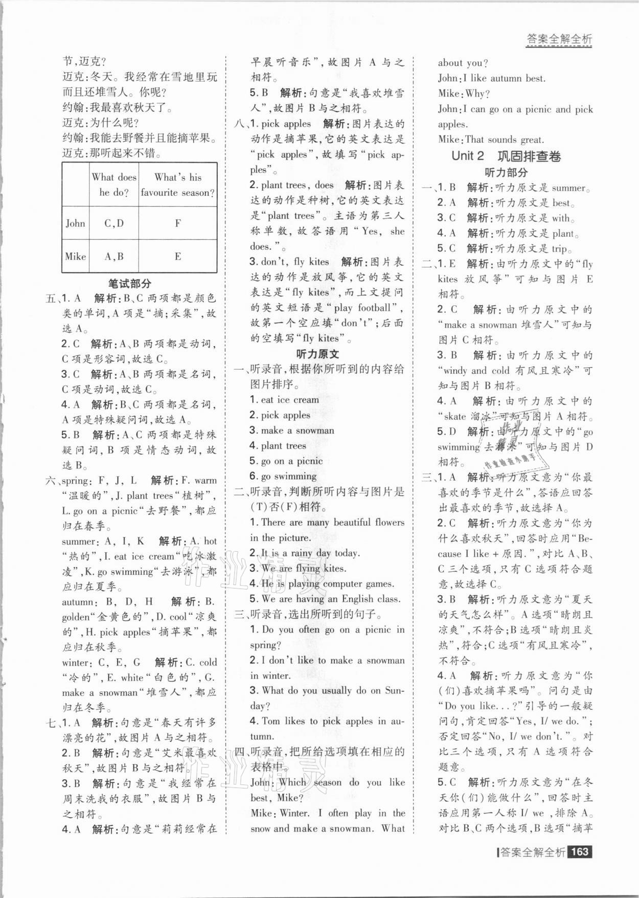 2021年考點(diǎn)集訓(xùn)與滿分備考五年級(jí)英語(yǔ)下冊(cè)人教PEP版 參考答案第11頁(yè)