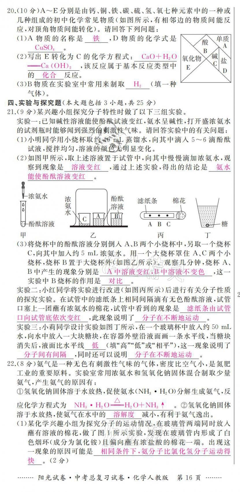 2021年陽(yáng)光試卷中考總復(fù)習(xí)試卷化學(xué)人教版 第16頁(yè)