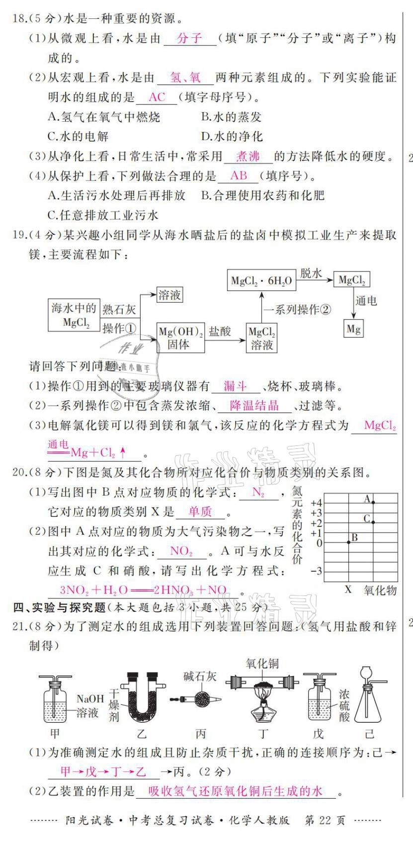 2021年陽光試卷中考總復習試卷化學人教版 第22頁