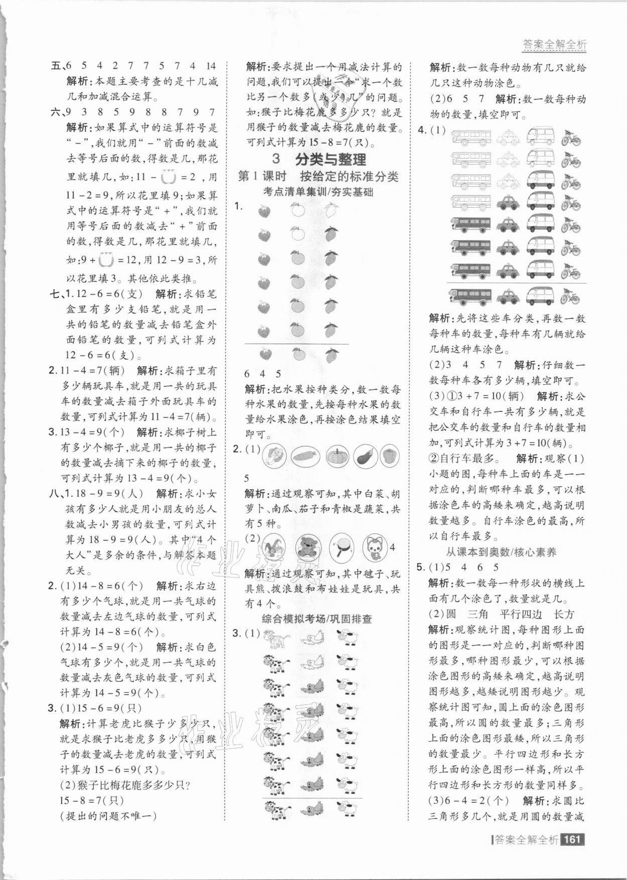 2021年考點集訓(xùn)與滿分備考一年級數(shù)學(xué)下冊人教版 參考答案第9頁