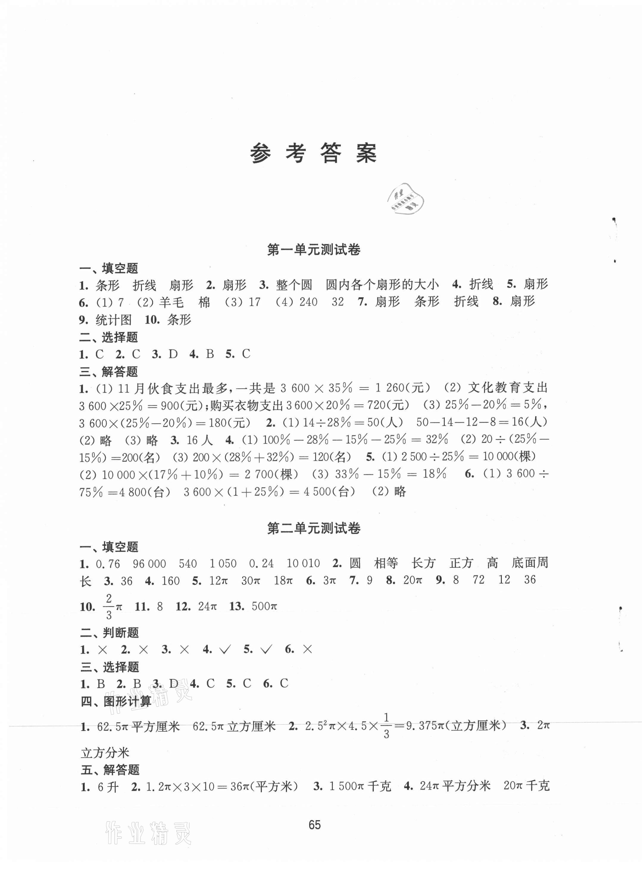 2021年練習(xí)與測試小學(xué)數(shù)學(xué)活頁卷六年級下冊蘇教版 第1頁