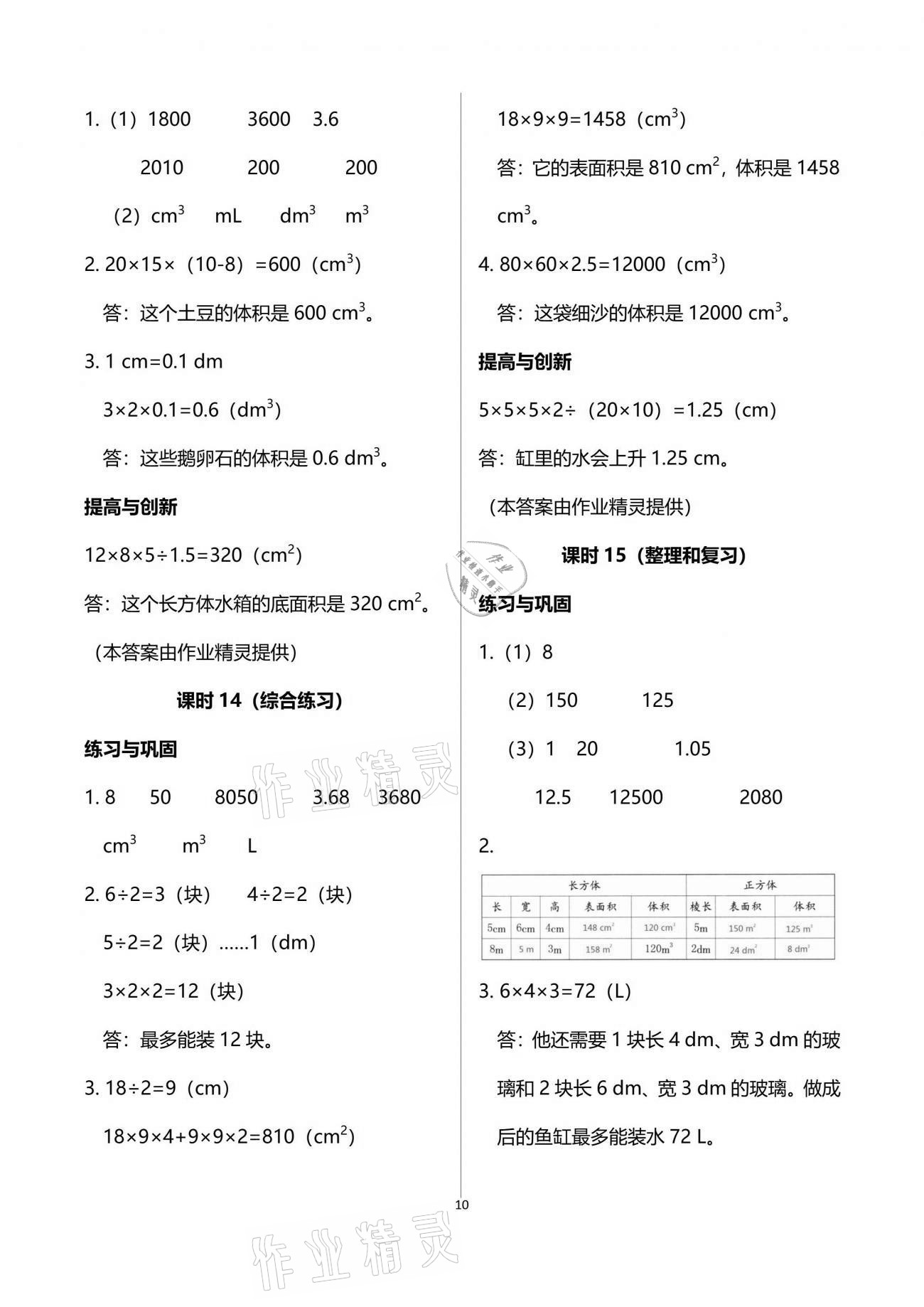 2021年數(shù)學(xué)學(xué)習(xí)與鞏固五年級(jí)下冊(cè)人教版 參考答案第10頁(yè)