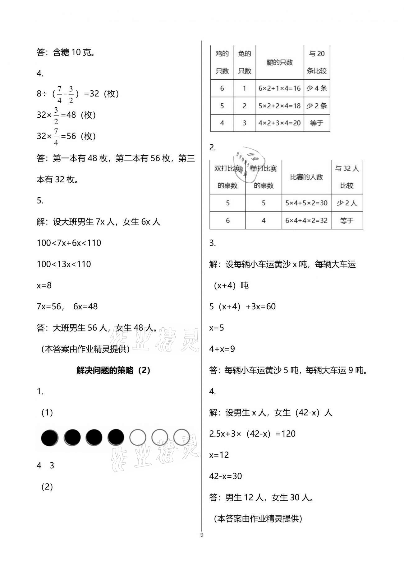 2021年練習(xí)與測(cè)試六年級(jí)數(shù)學(xué)下冊(cè)蘇教版彩色版 參考答案第9頁(yè)