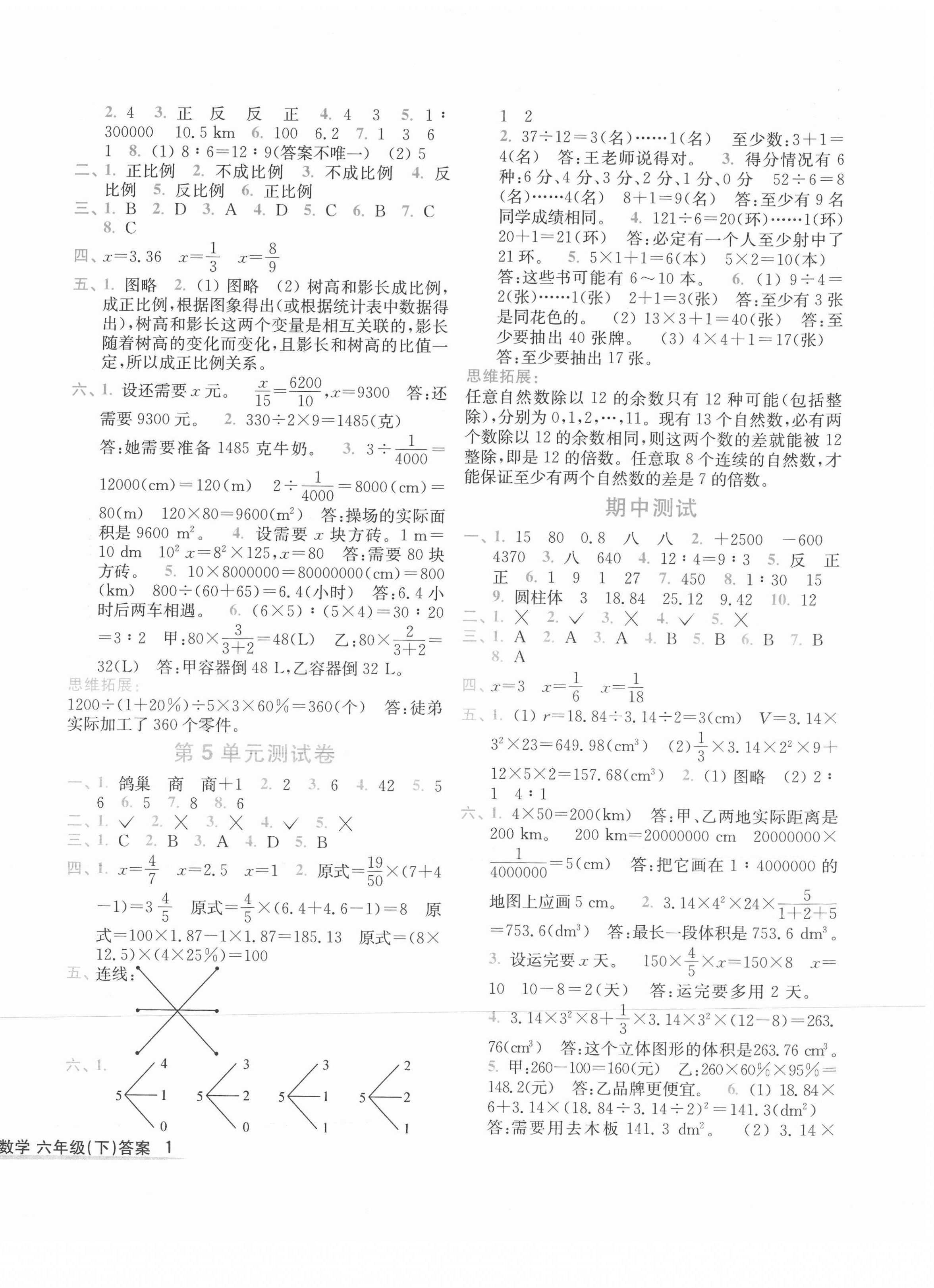 2021年浙江小狀元六年級(jí)數(shù)學(xué)下冊(cè)人教版 第2頁(yè)