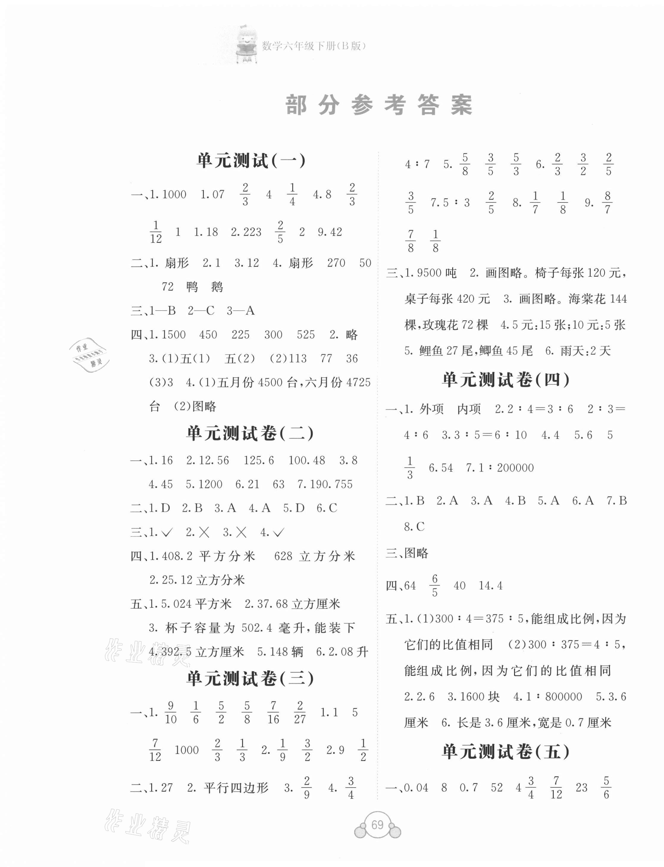 2021年自主學(xué)習(xí)能力測(cè)評(píng)單元測(cè)試六年級(jí)數(shù)學(xué)下冊(cè)B版 第1頁(yè)