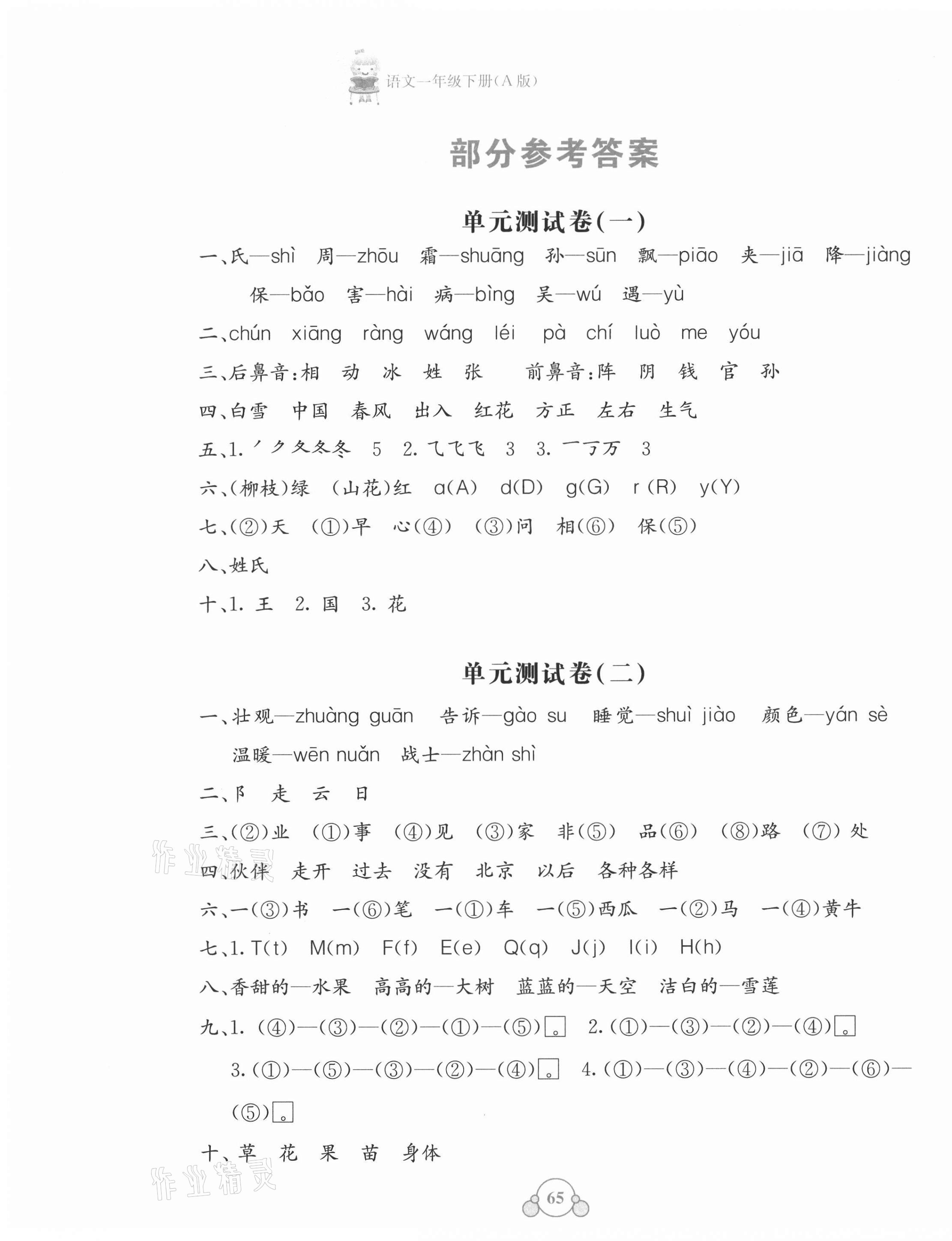 2021年自主學(xué)習(xí)能力測(cè)評(píng)單元測(cè)試一年級(jí)語(yǔ)文下冊(cè)人教版A版 第1頁(yè)