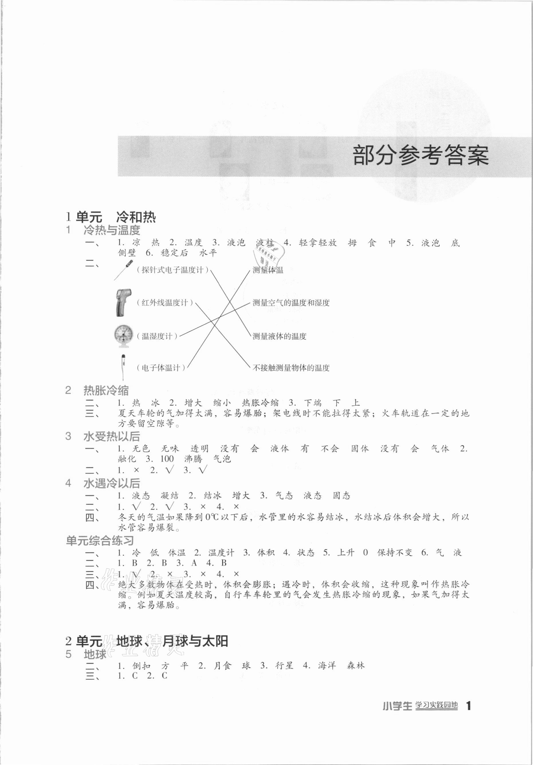 2021年小学生学习实践园地四年级科学下册苏教版 第1页