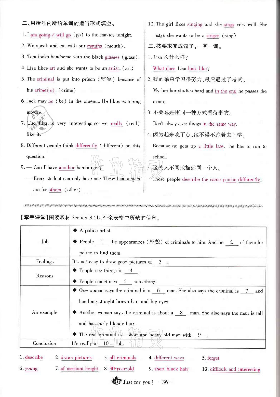 2021年优课堂给力A加七年级英语下册人教版 第40页