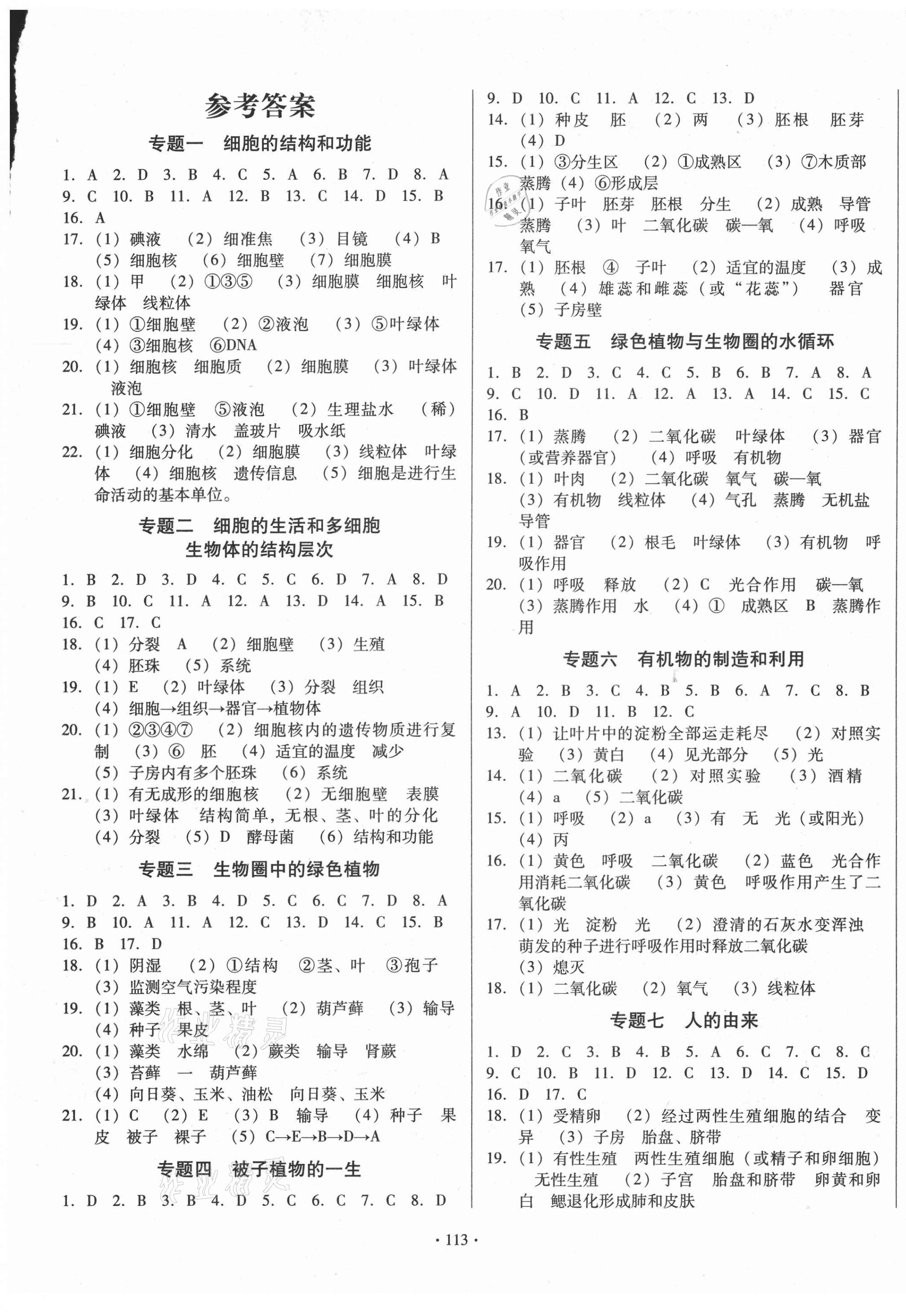 2021年中考錦囊生物 第1頁