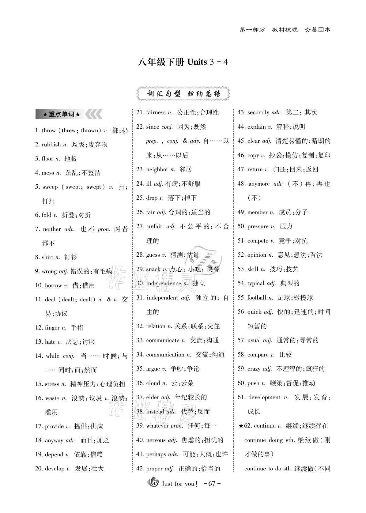 2021年优课堂给力A加英语 参考答案第67页