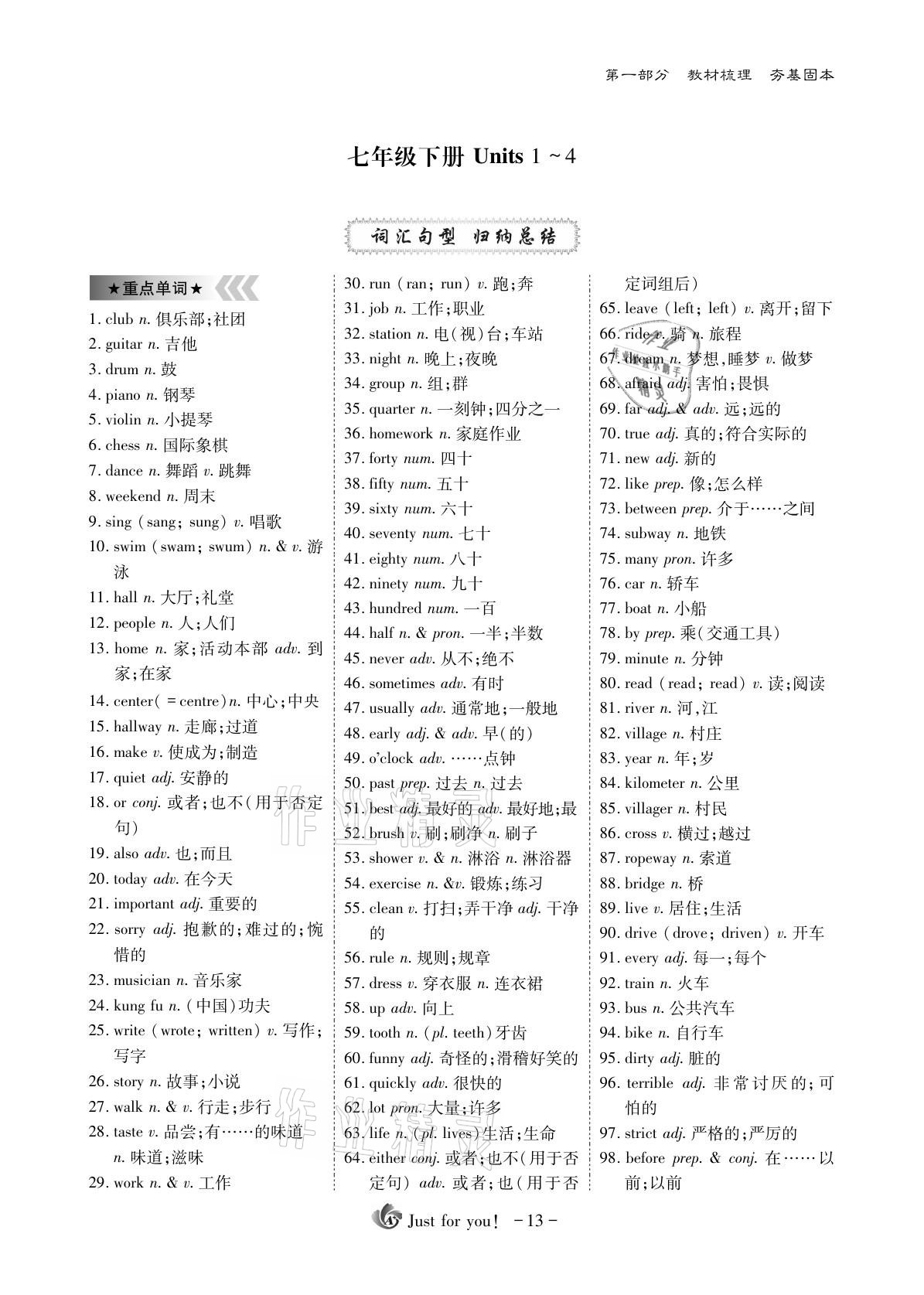 2021年优课堂给力A加英语 参考答案第13页