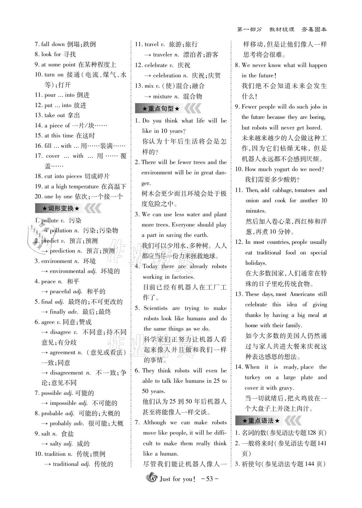 2021年优课堂给力A加英语 参考答案第53页