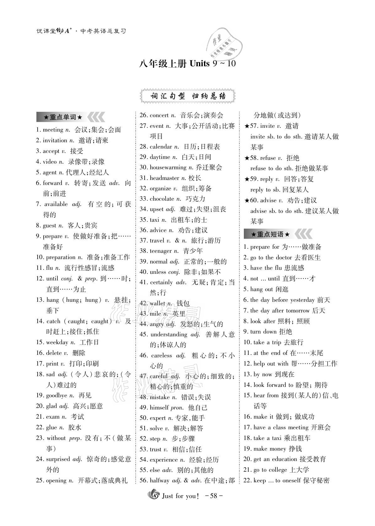 2021年優(yōu)課堂給力A加英語 參考答案第58頁