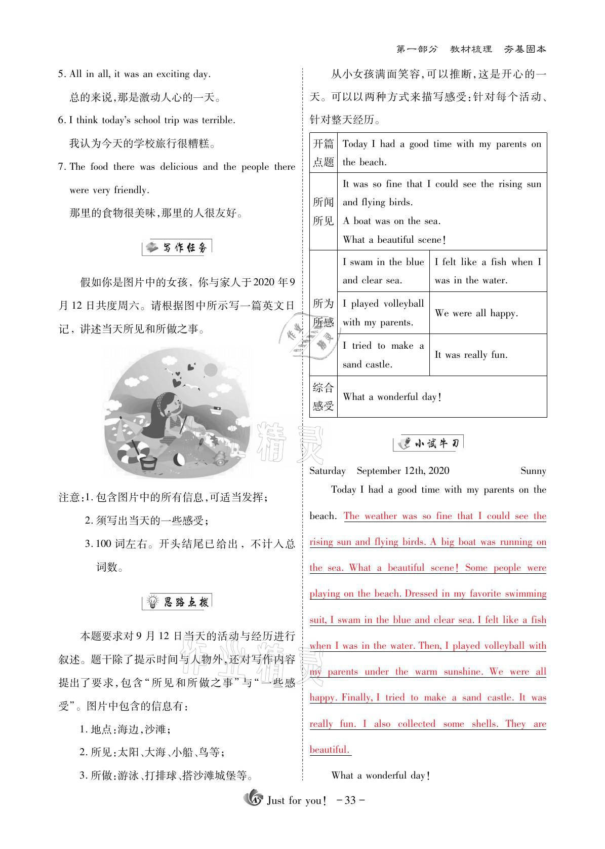 2021年优课堂给力A加英语 参考答案第33页