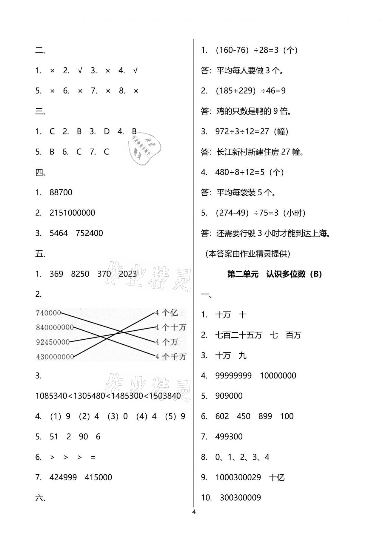 2021年阳光互动绿色成长空间四年级数学下册苏教版提优版 参考答案第4页