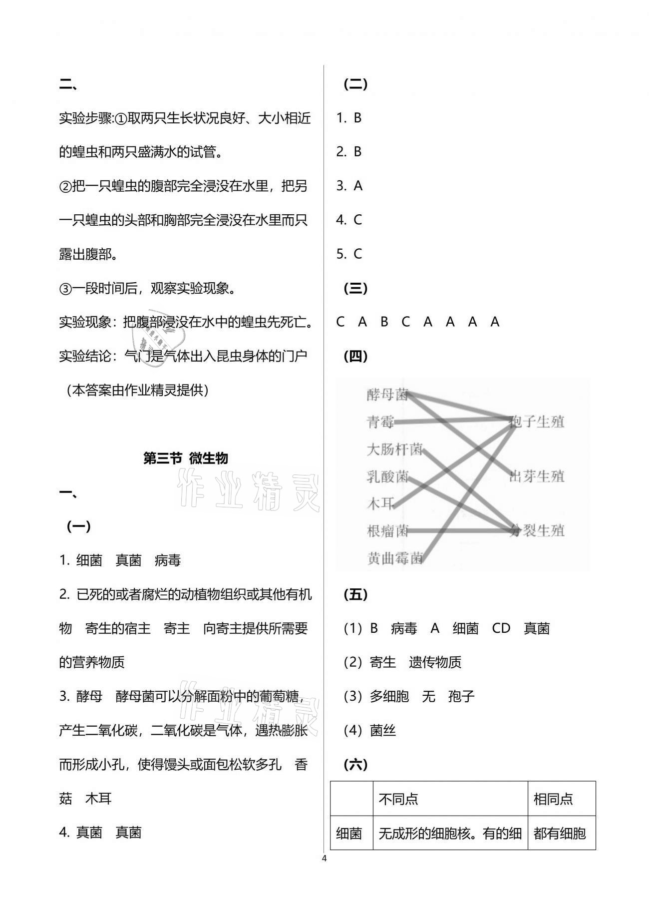 2021年練習(xí)部分初中生命科學(xué)第二冊(cè)滬教版 參考答案第4頁(yè)