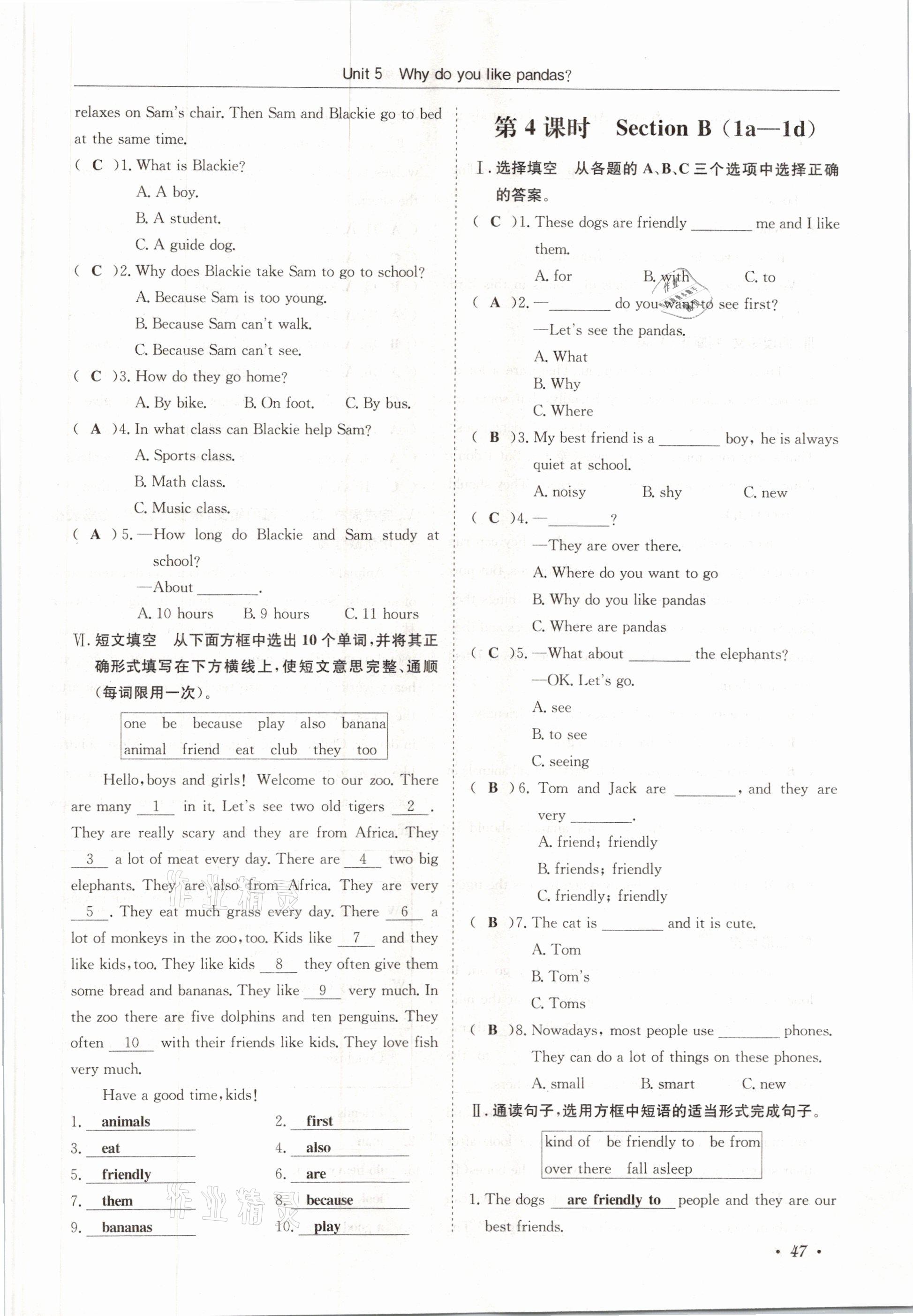 2021年蓉城學(xué)霸七年級(jí)英語(yǔ)下冊(cè)人教版 參考答案第47頁(yè)