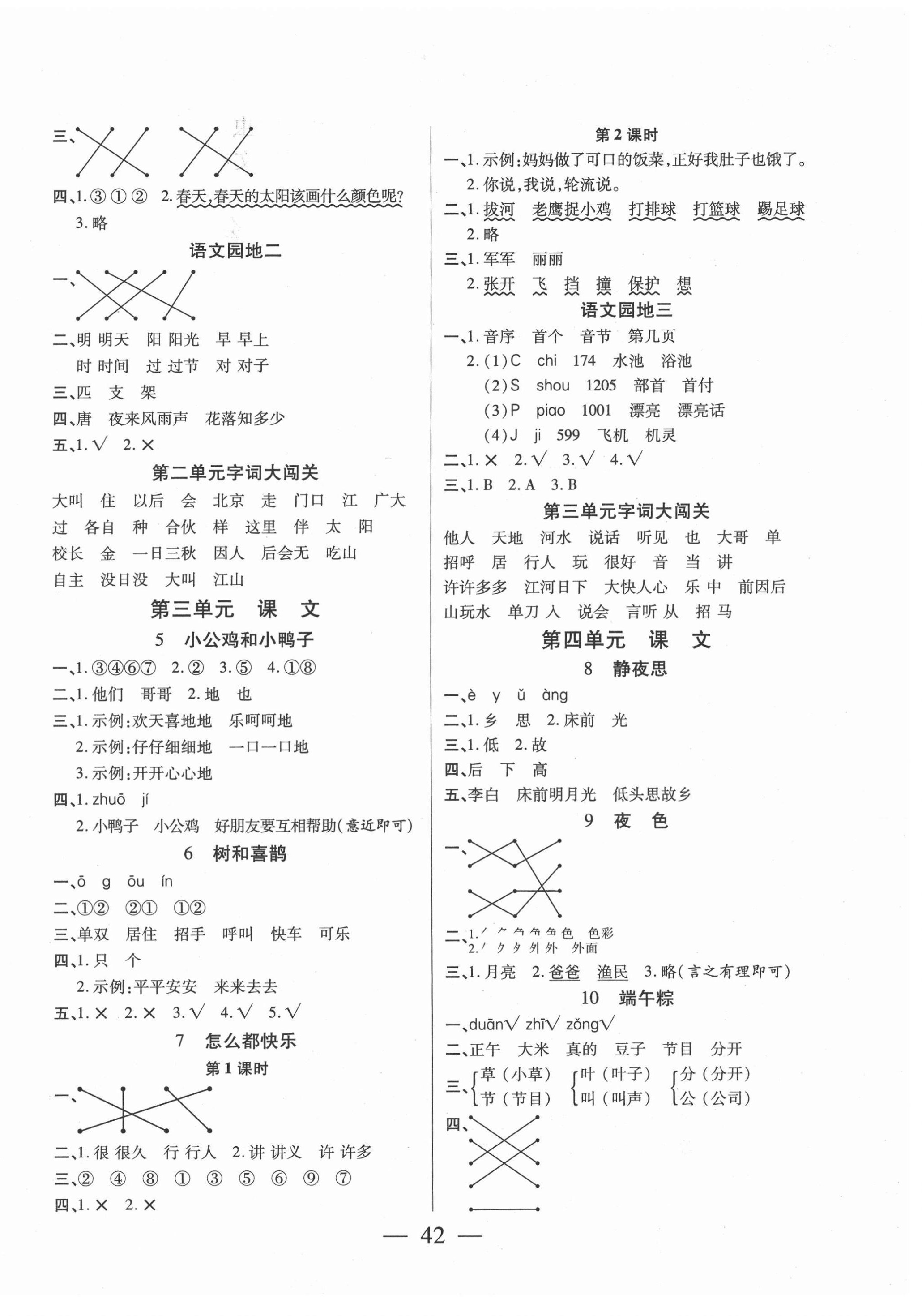 2021年激活思維智能訓(xùn)練一年級語文下冊人教版 第2頁