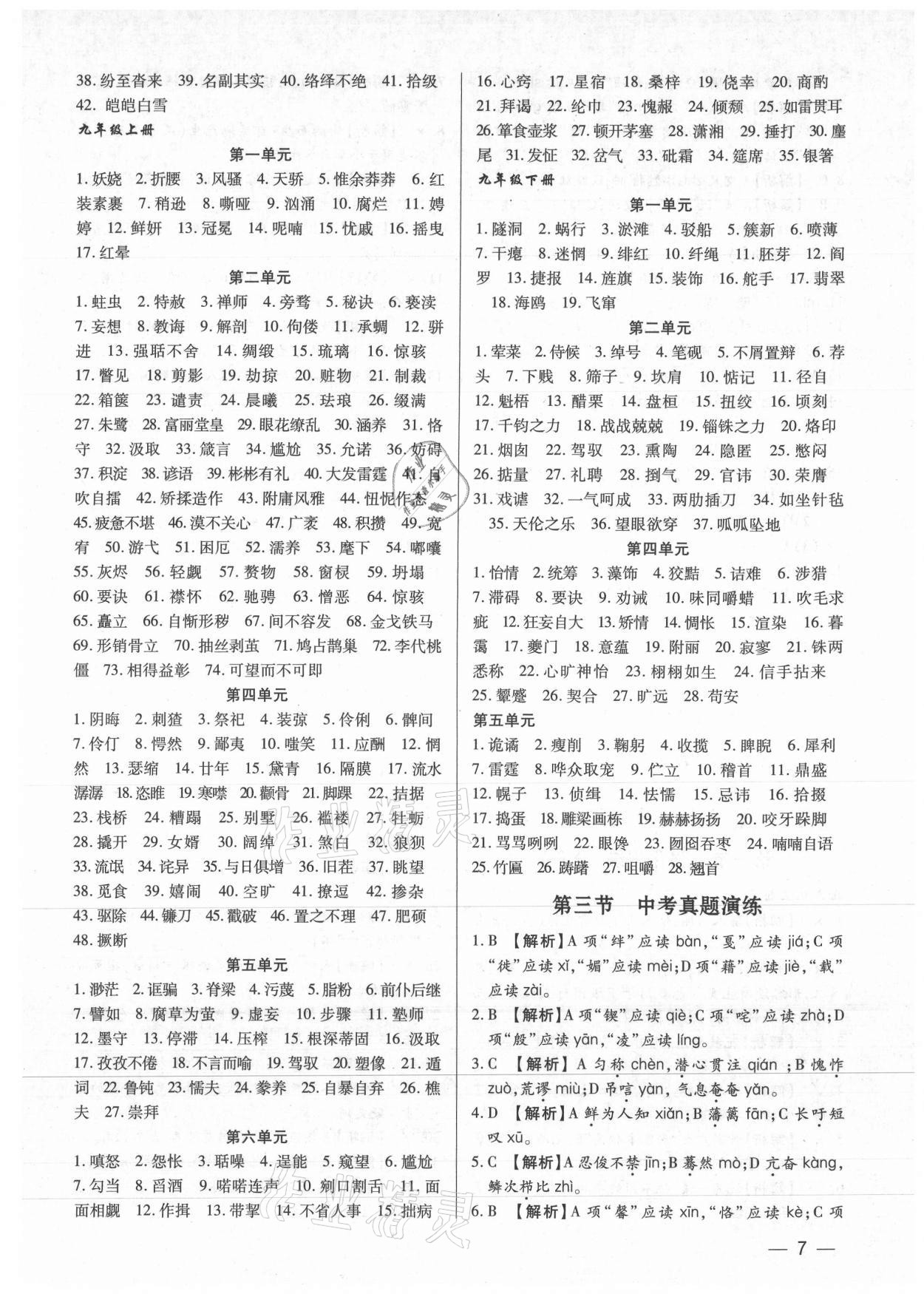 2021年基礎(chǔ)精練考點集訓(xùn)總復(fù)習(xí)語文深圳專版 第7頁