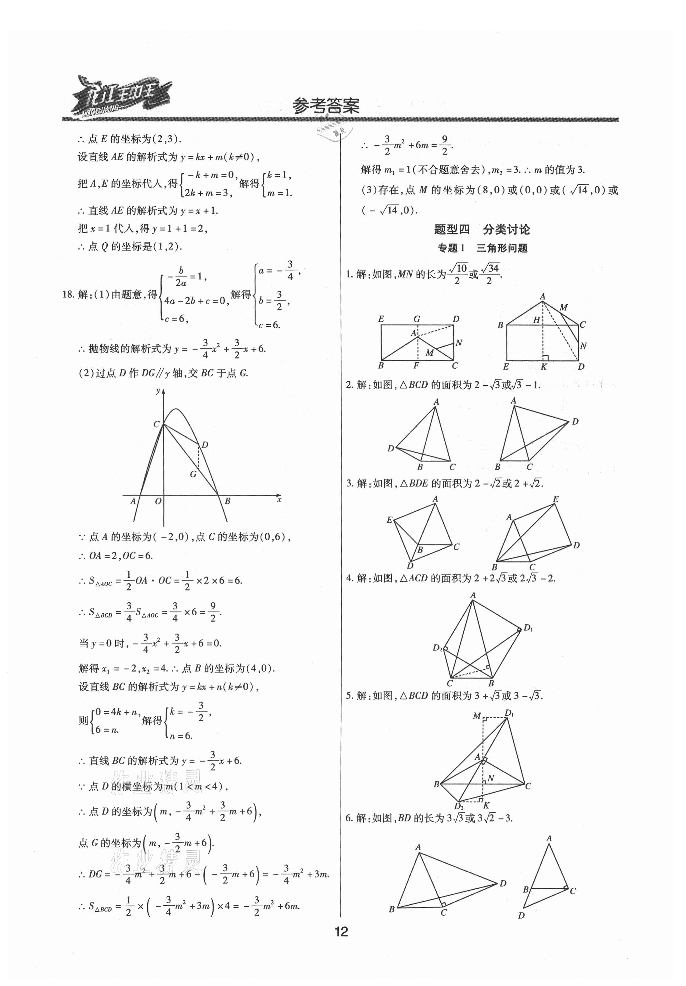 2021年龍江王中王中考總復(fù)習(xí)數(shù)學(xué)人教版 參考答案第12頁