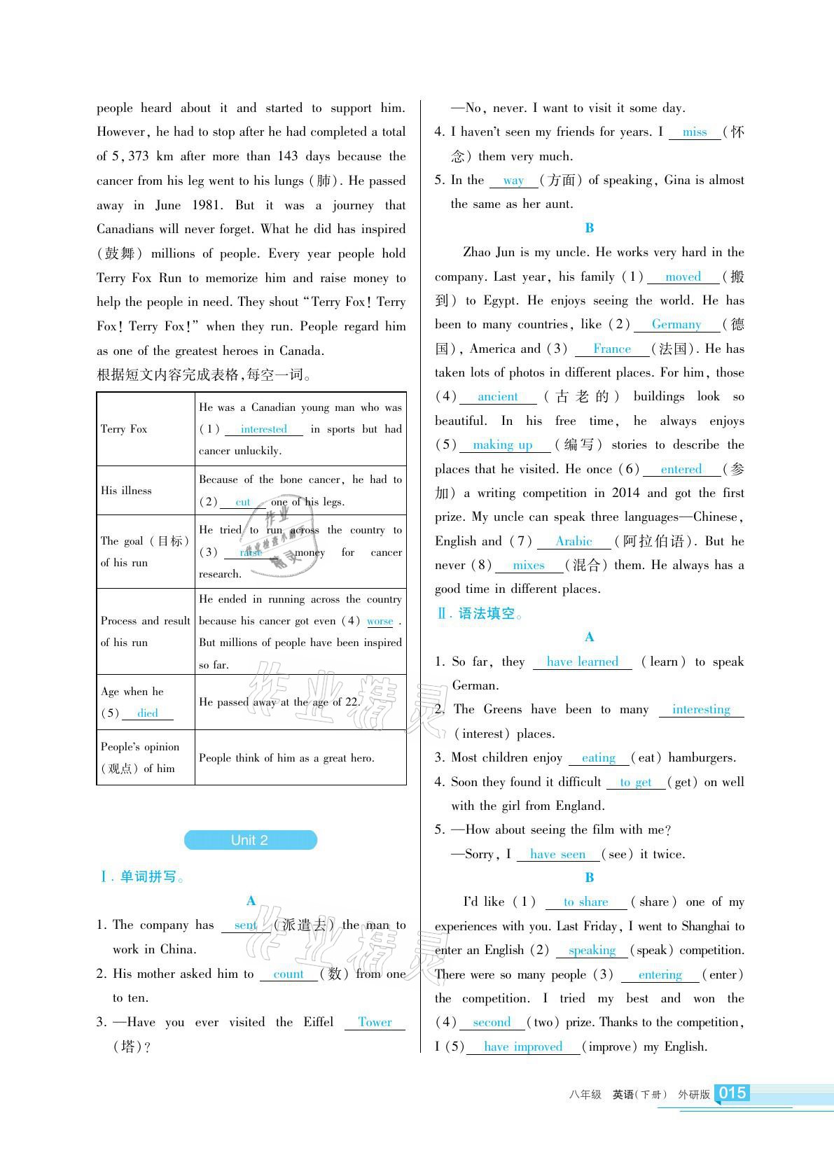 2021年學(xué)習(xí)之友八年級(jí)英語下冊(cè)外研版 參考答案第15頁