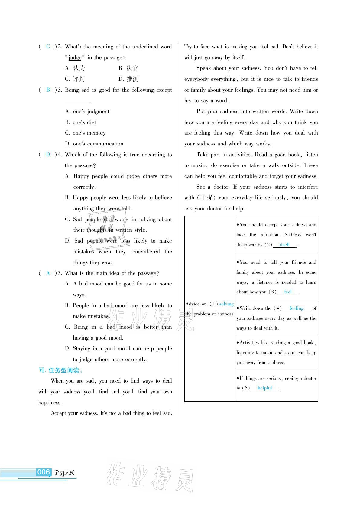 2021年學(xué)習(xí)之友八年級(jí)英語(yǔ)下冊(cè)外研版 參考答案第6頁(yè)