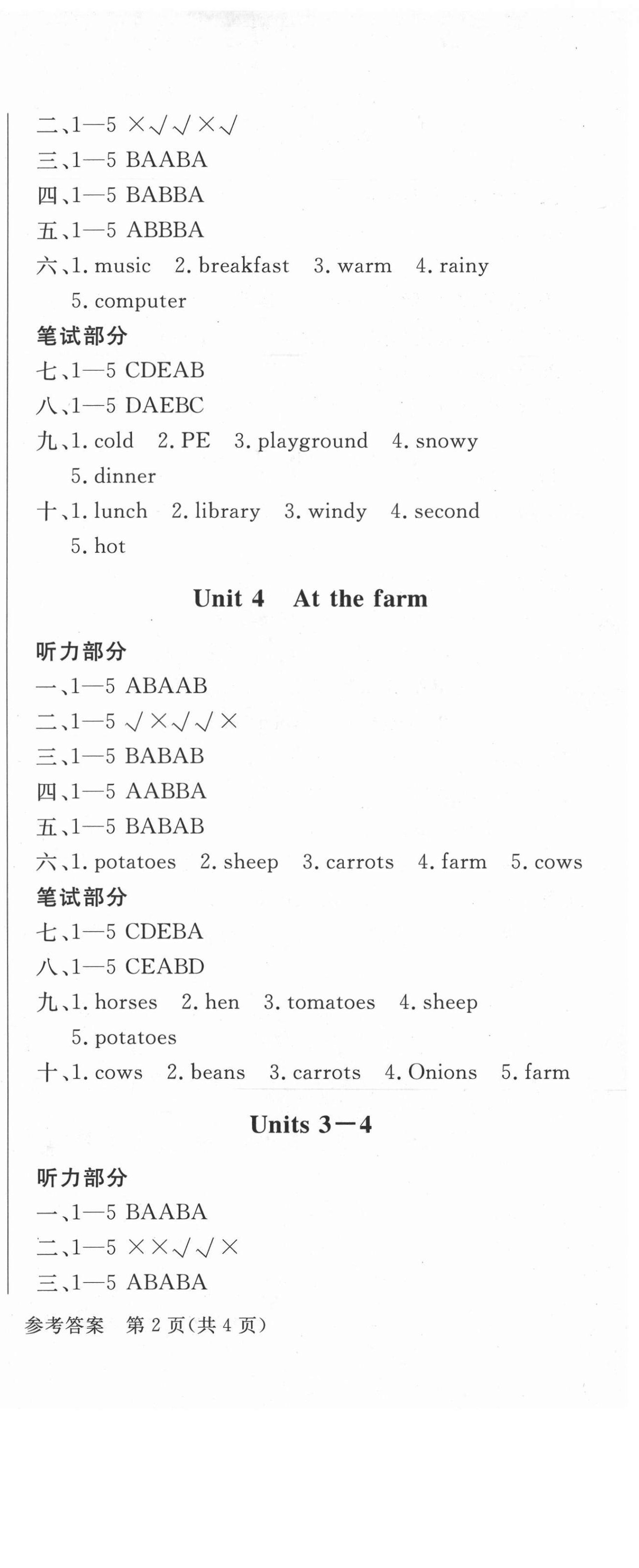 2021年狀元坊全程突破導(dǎo)練測四年級英語下冊人教版佛山專版 第3頁