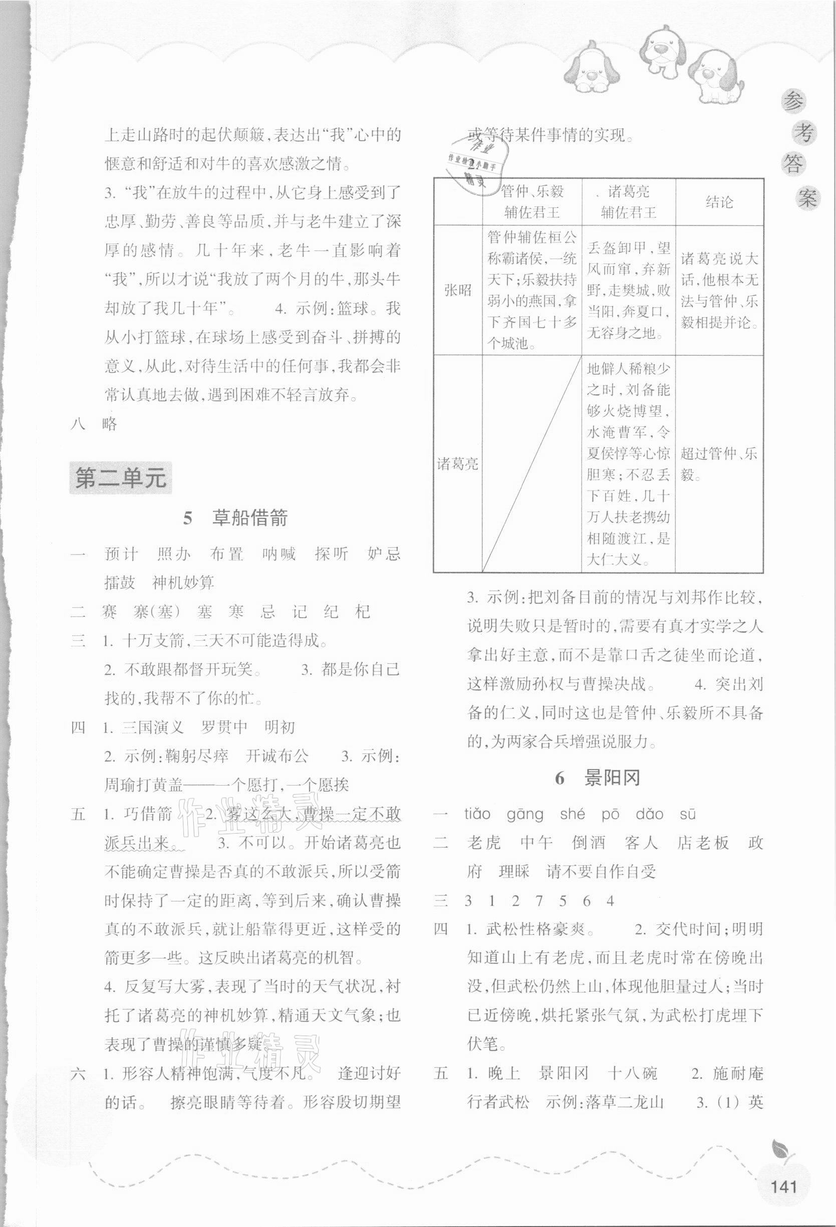 2021年小學(xué)語(yǔ)文課時(shí)特訓(xùn)五年級(jí)下冊(cè)人教版 參考答案第4頁(yè)