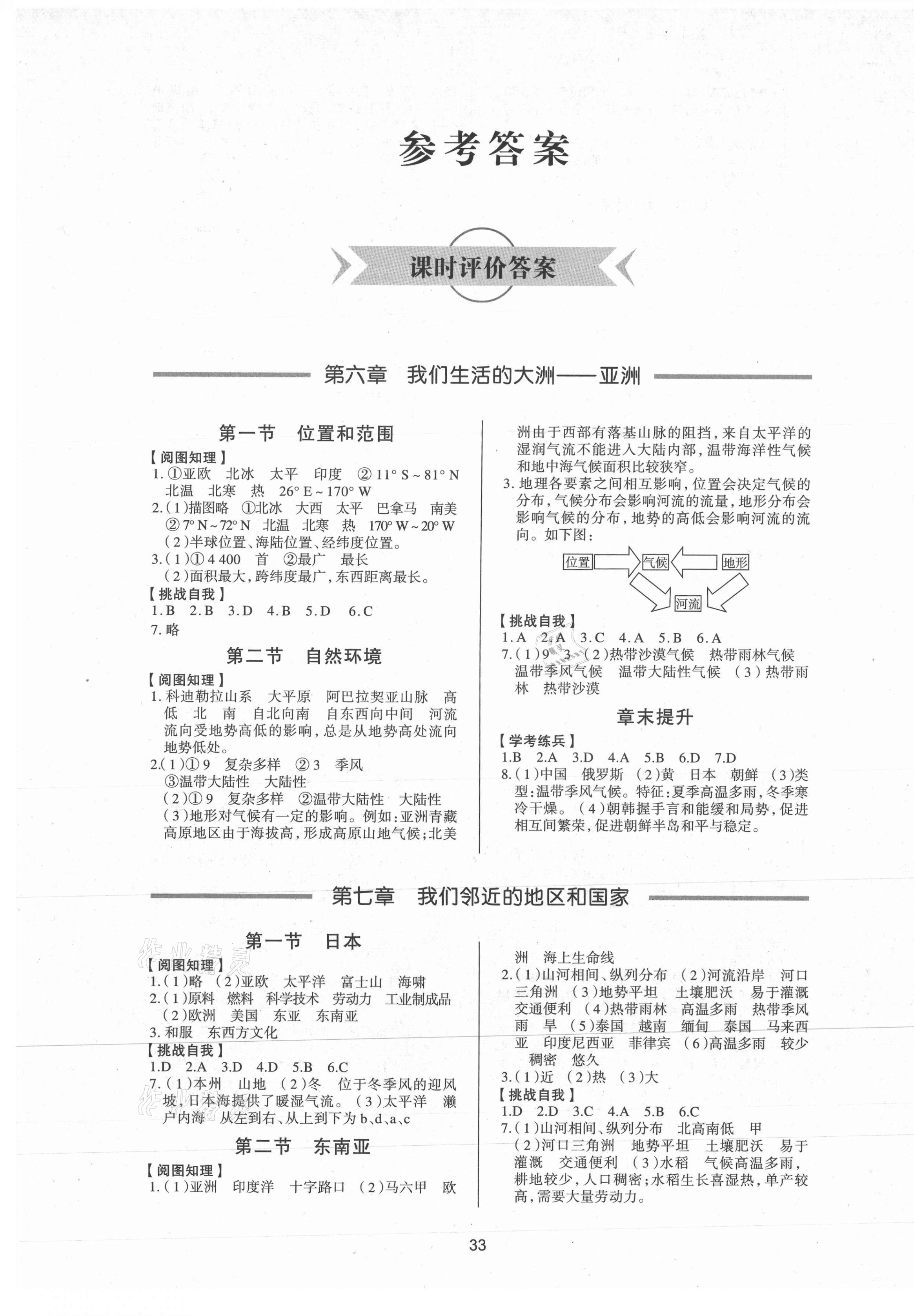 2021年新課程學習與檢測七年級地理下冊人教版 第1頁