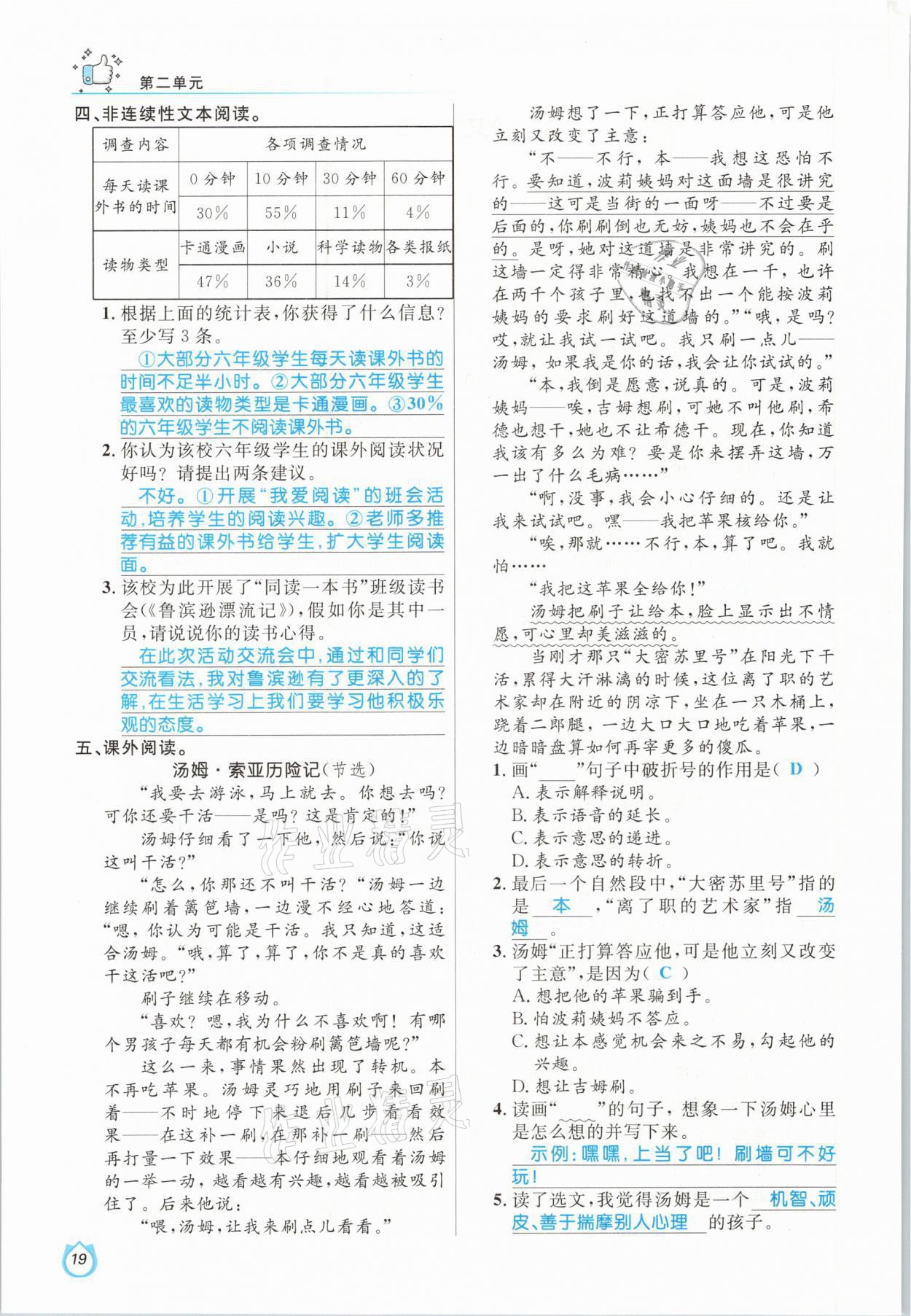 2021年輕松學(xué)習(xí)100分六年級(jí)語(yǔ)文下冊(cè)人教版 參考答案第19頁(yè)