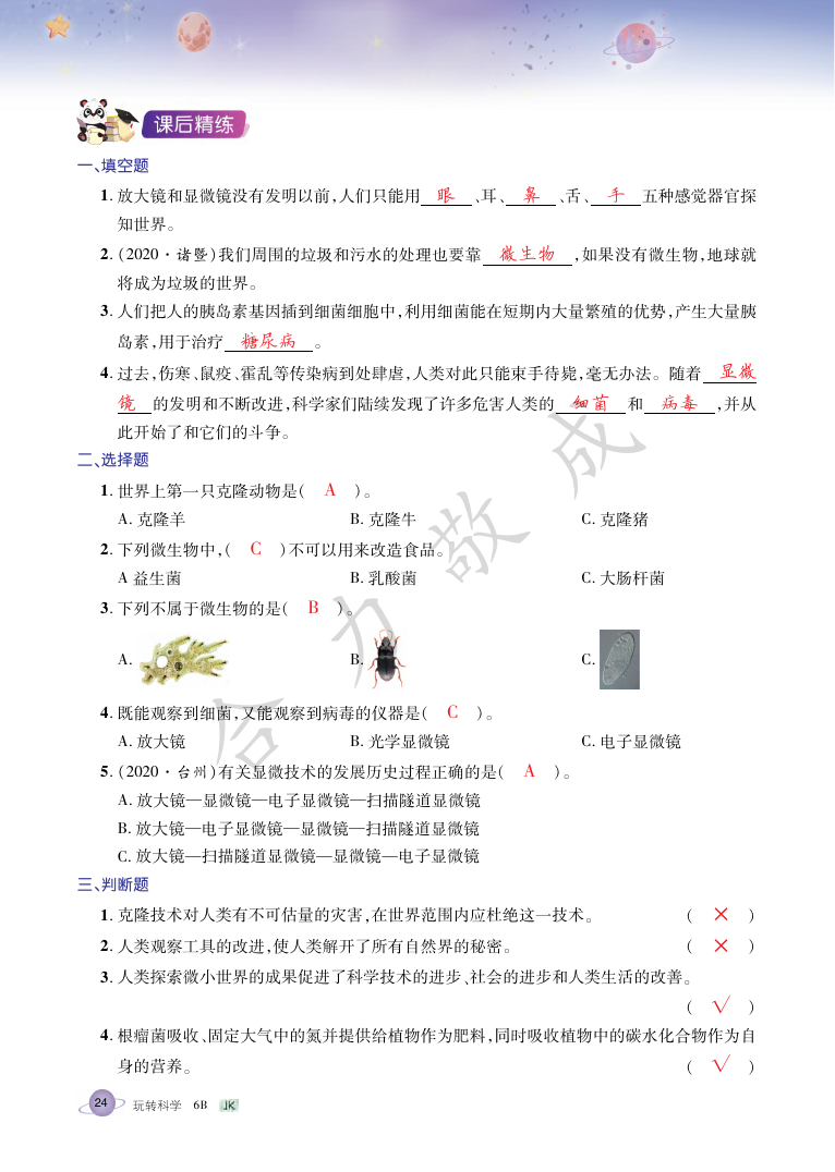 2021年玩轉科學六年級下冊教科版B 參考答案第23頁