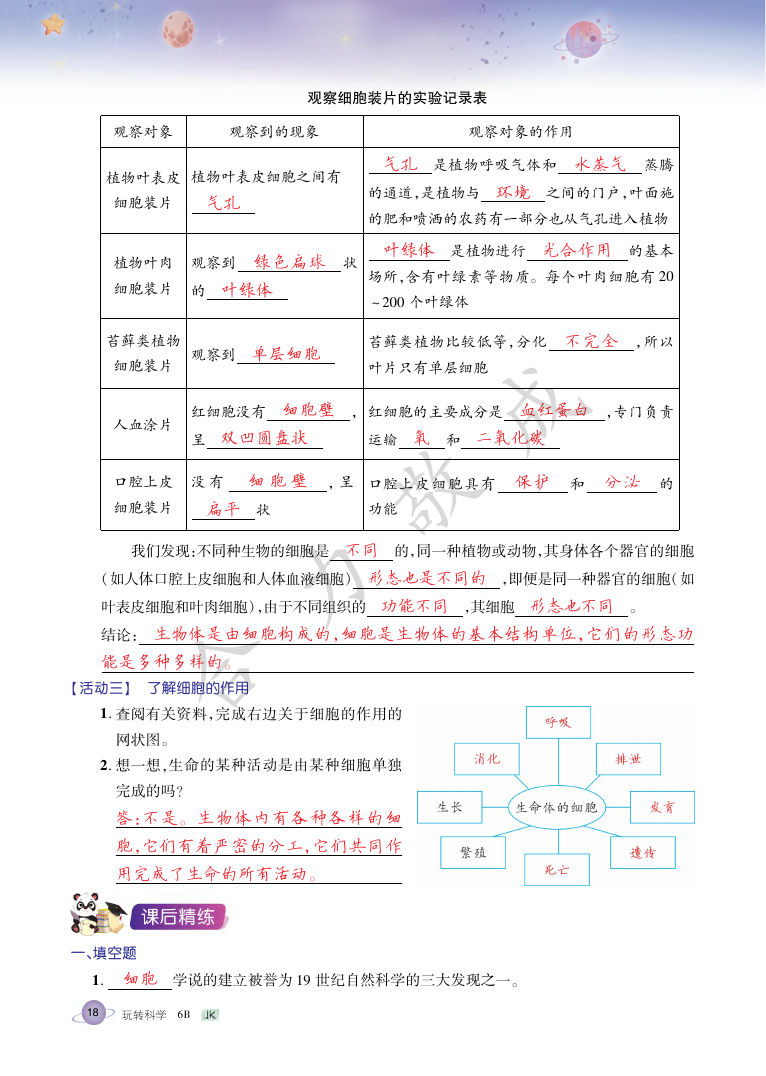 2021年玩轉(zhuǎn)科學(xué)六年級(jí)下冊教科版B 參考答案第17頁