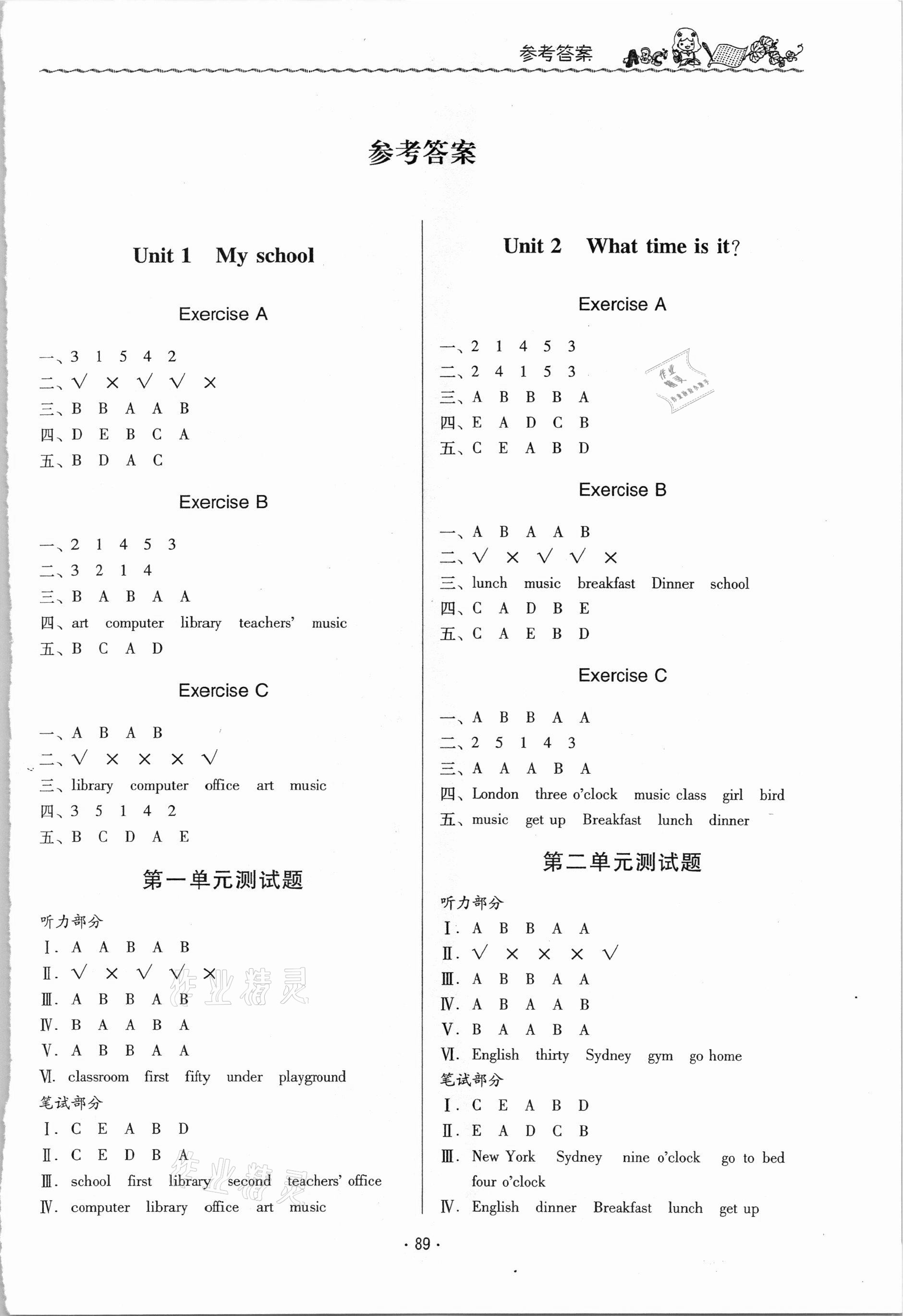 2021年同步伴讀小學(xué)英語(yǔ)四年級(jí)下冊(cè)人教PEP版 參考答案第1頁(yè)