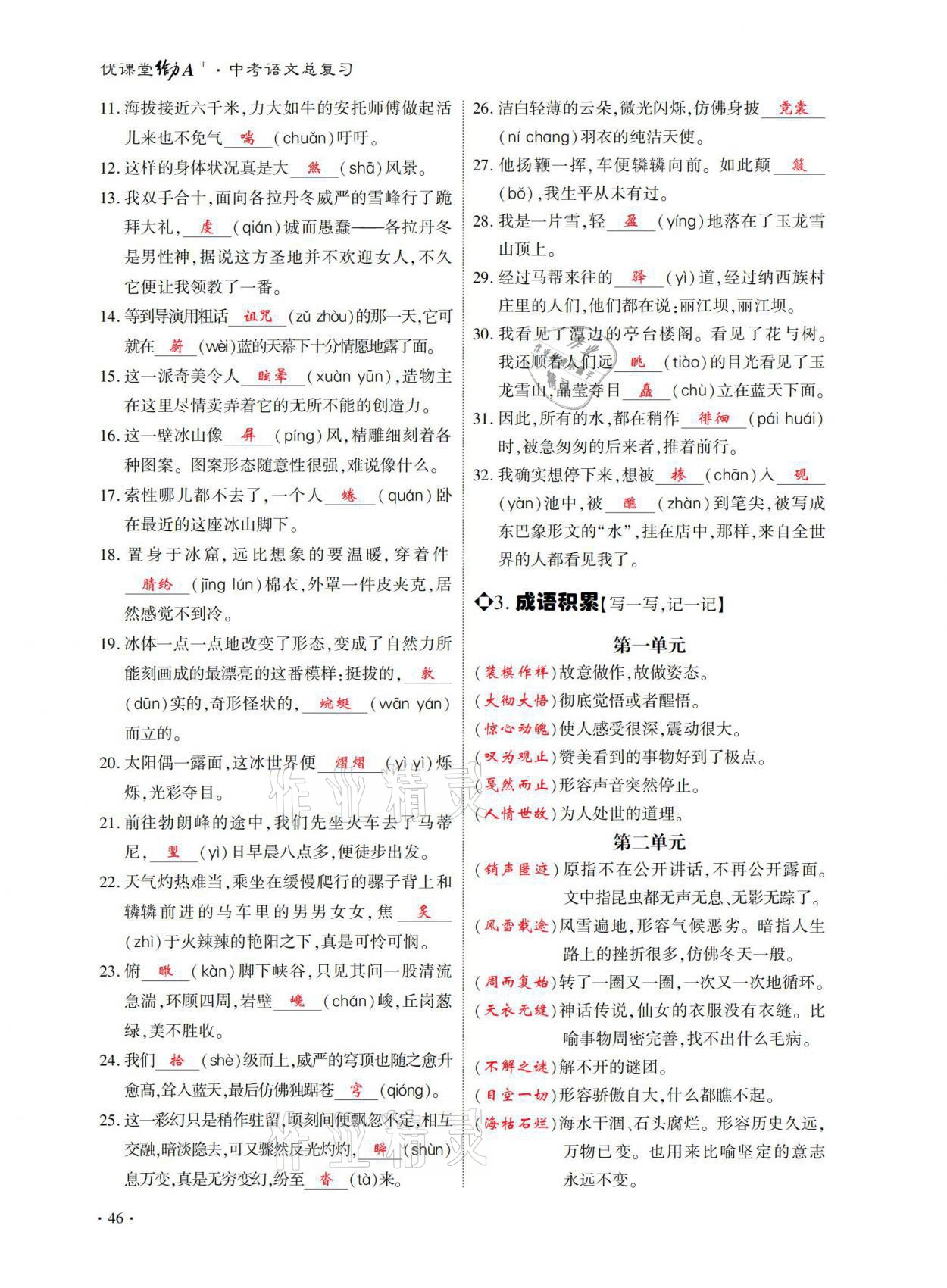 2021年優(yōu)課堂給力A加中考語文總復(fù)習(xí) 參考答案第46頁