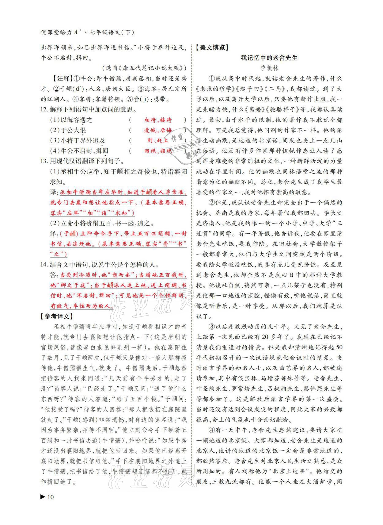 2021年優(yōu)課堂給力A加七年級(jí)語(yǔ)文下冊(cè)人教版 第9頁(yè)