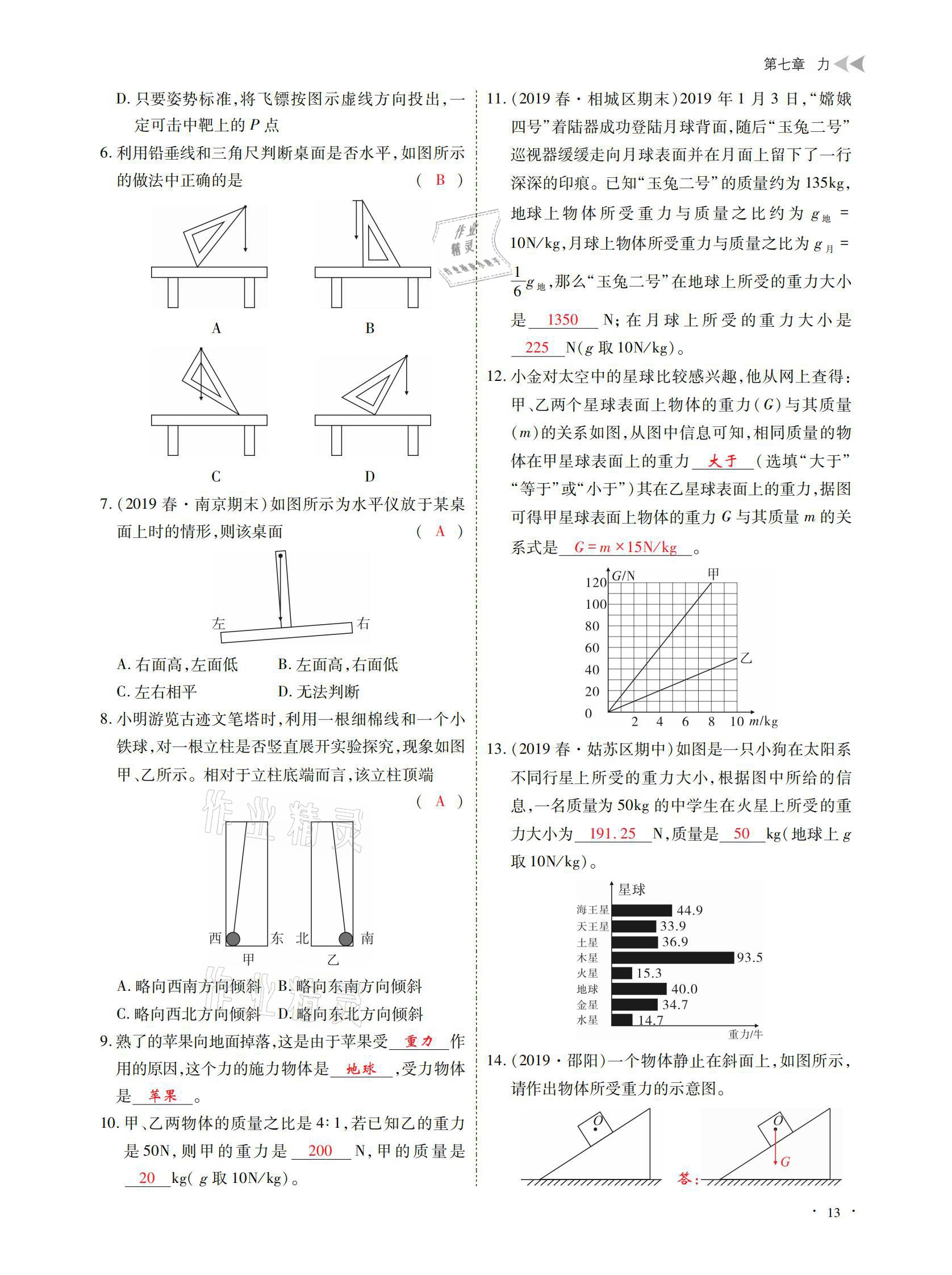 2021年优课堂给力A加八年级物理下册教科版 参考答案第13页