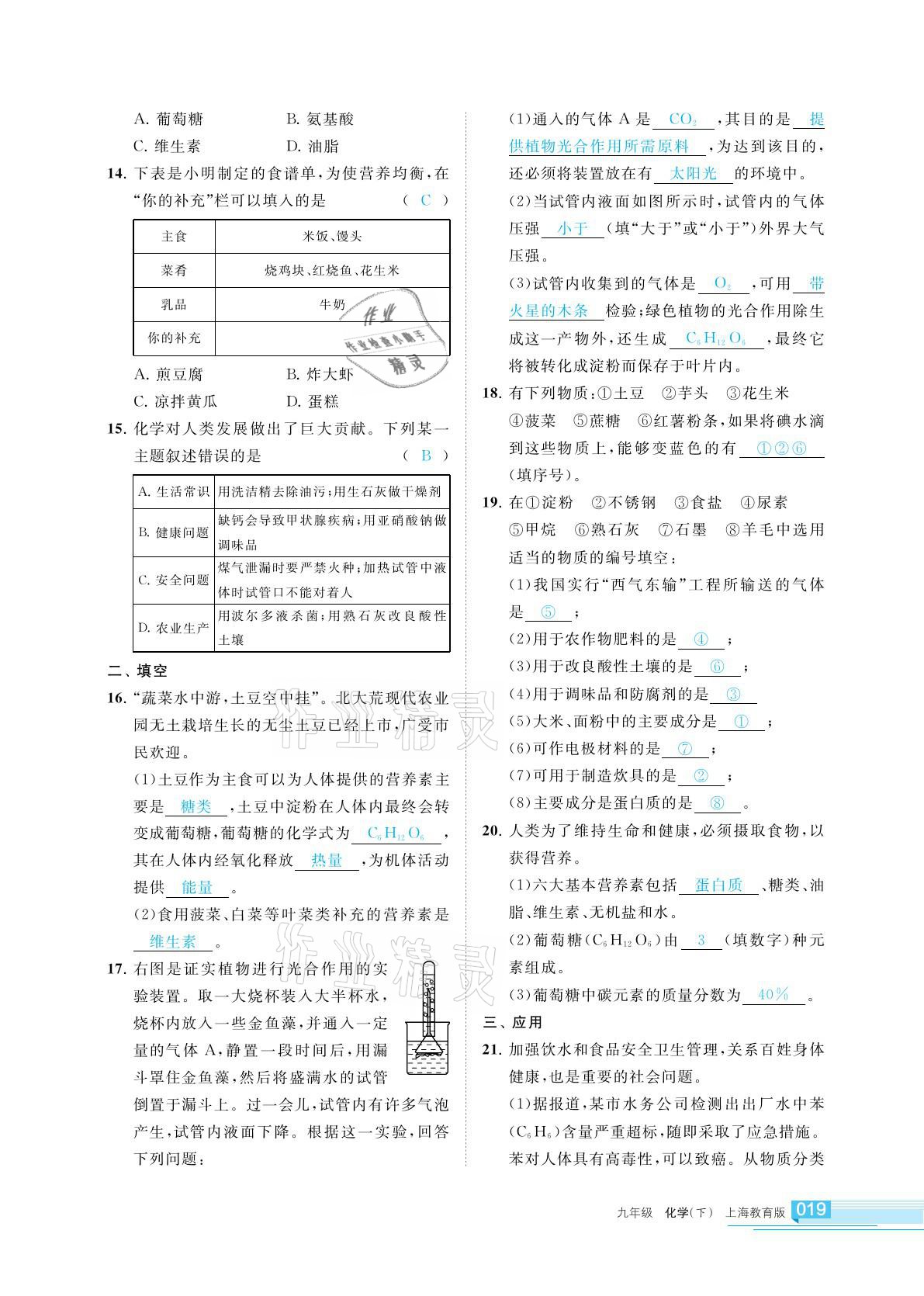 2021年學(xué)習(xí)之友九年級(jí)化學(xué)下冊(cè)滬教版 參考答案第19頁(yè)