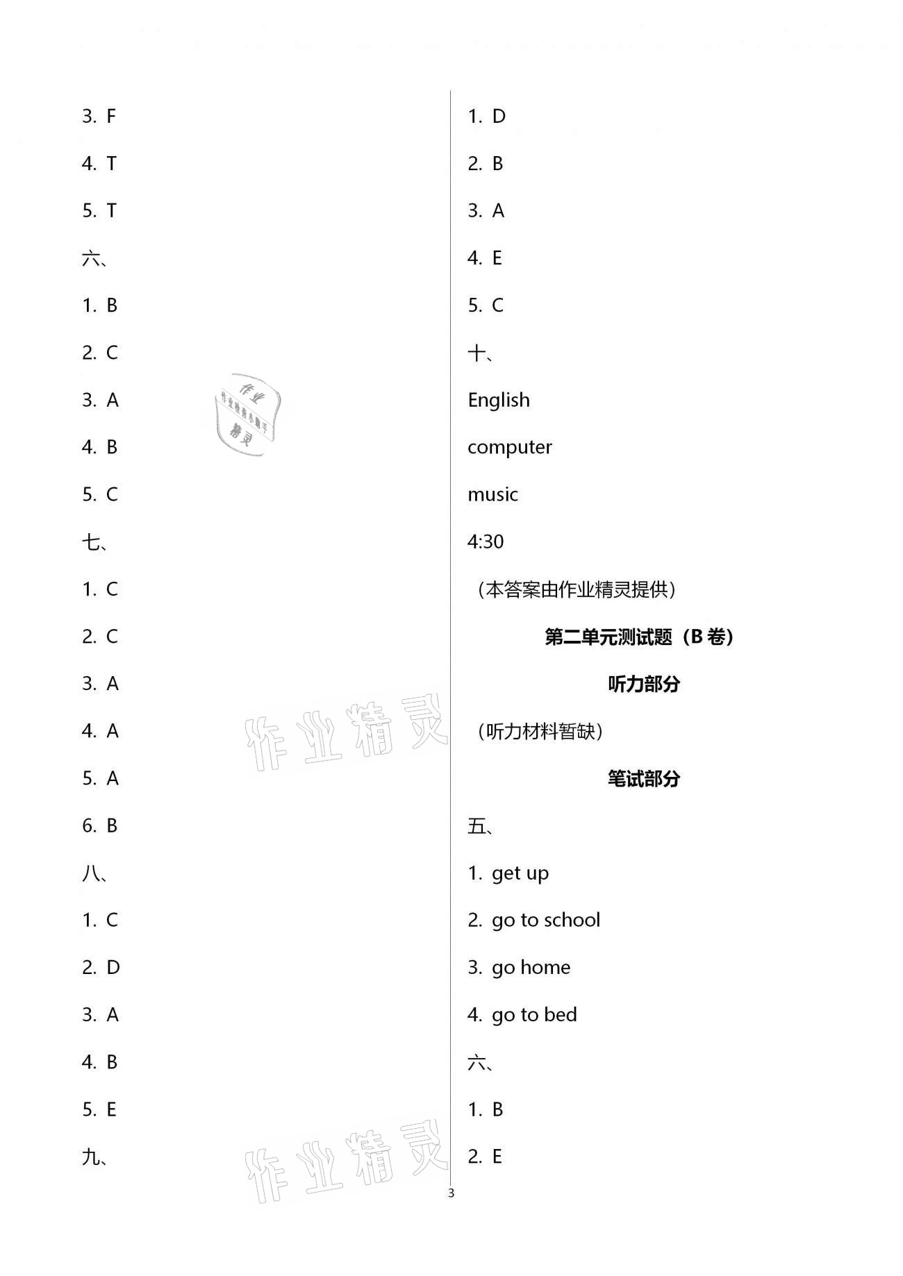 2021年單元自測試卷四年級(jí)英語下學(xué)期人教版 第3頁