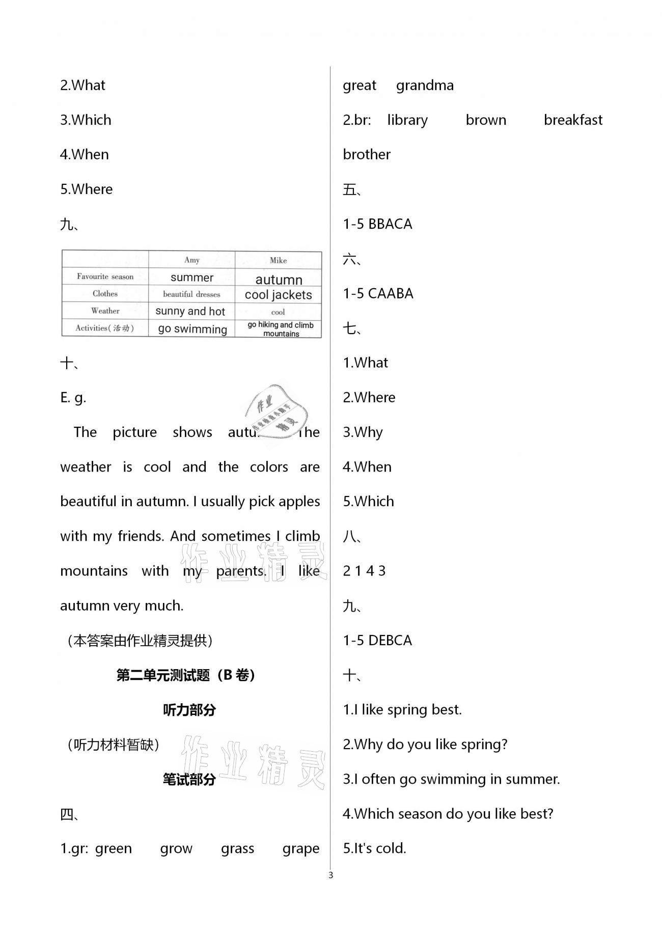 2021年单元自测试卷五年级英语下学期人教版 第3页