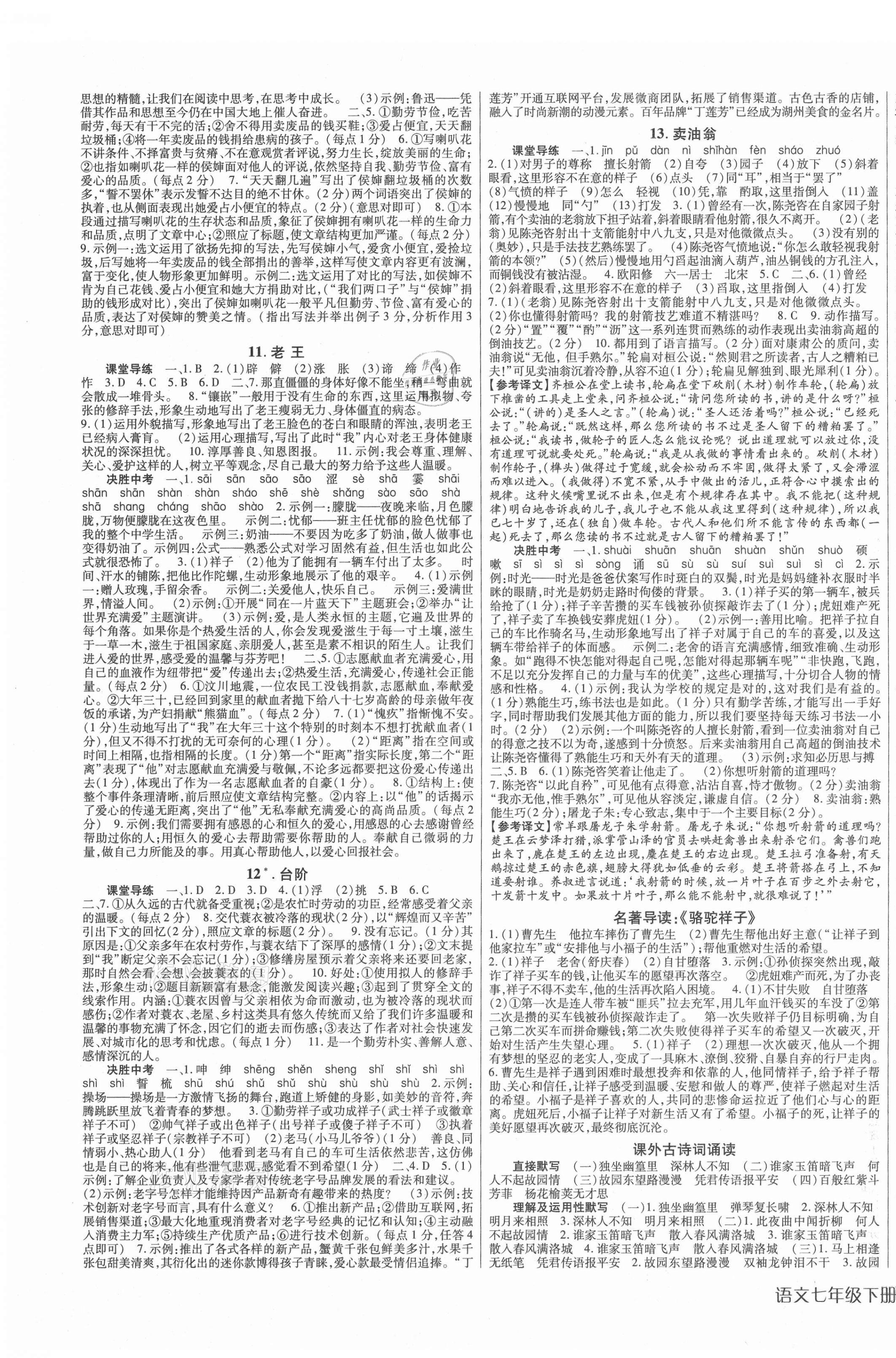 2021年高分突破課時(shí)達(dá)標(biāo)講練測七年級(jí)語文下冊(cè)人教版 第3頁